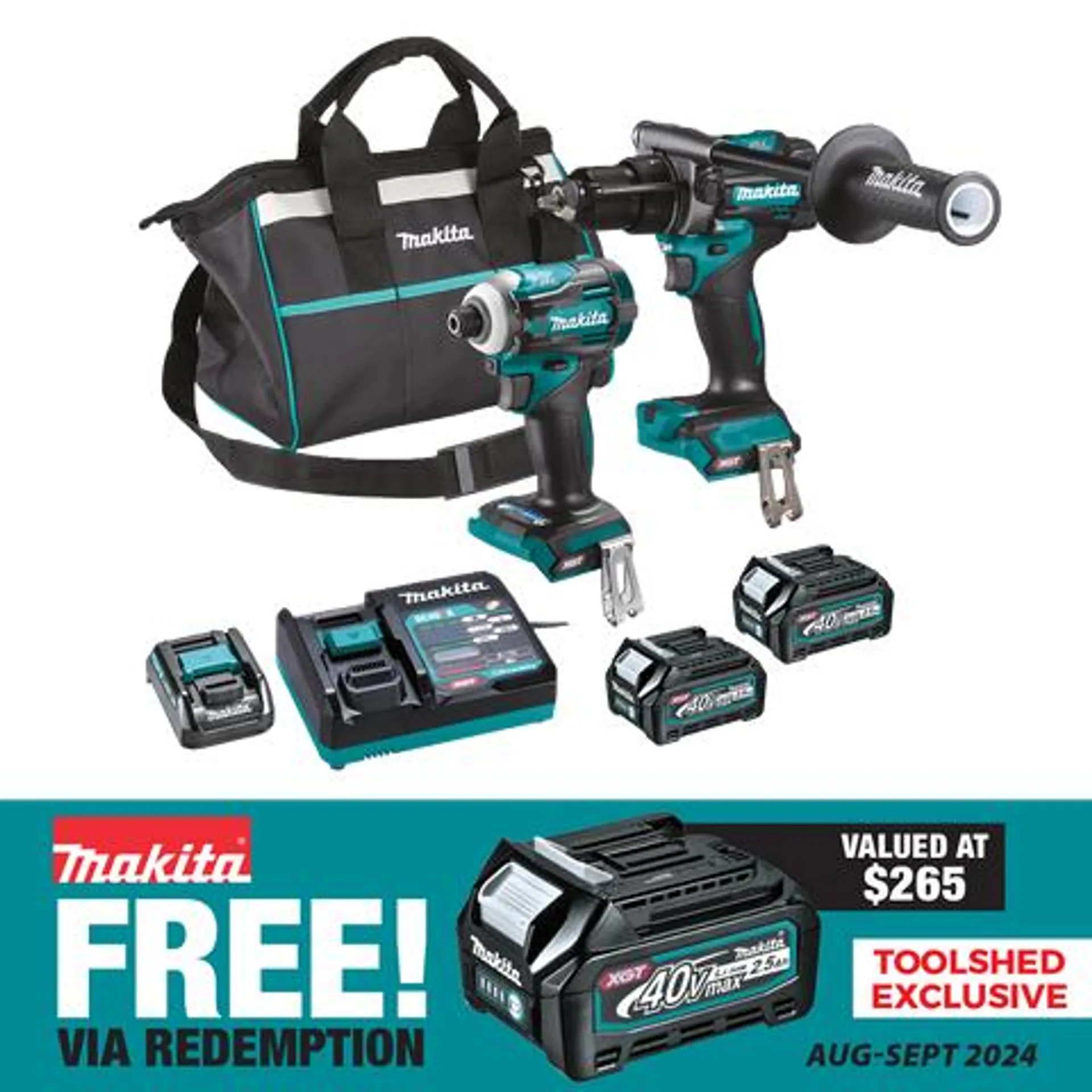 Makita XGT Cordless Hammer Drill & Impact Driver 40V 2.5Ah