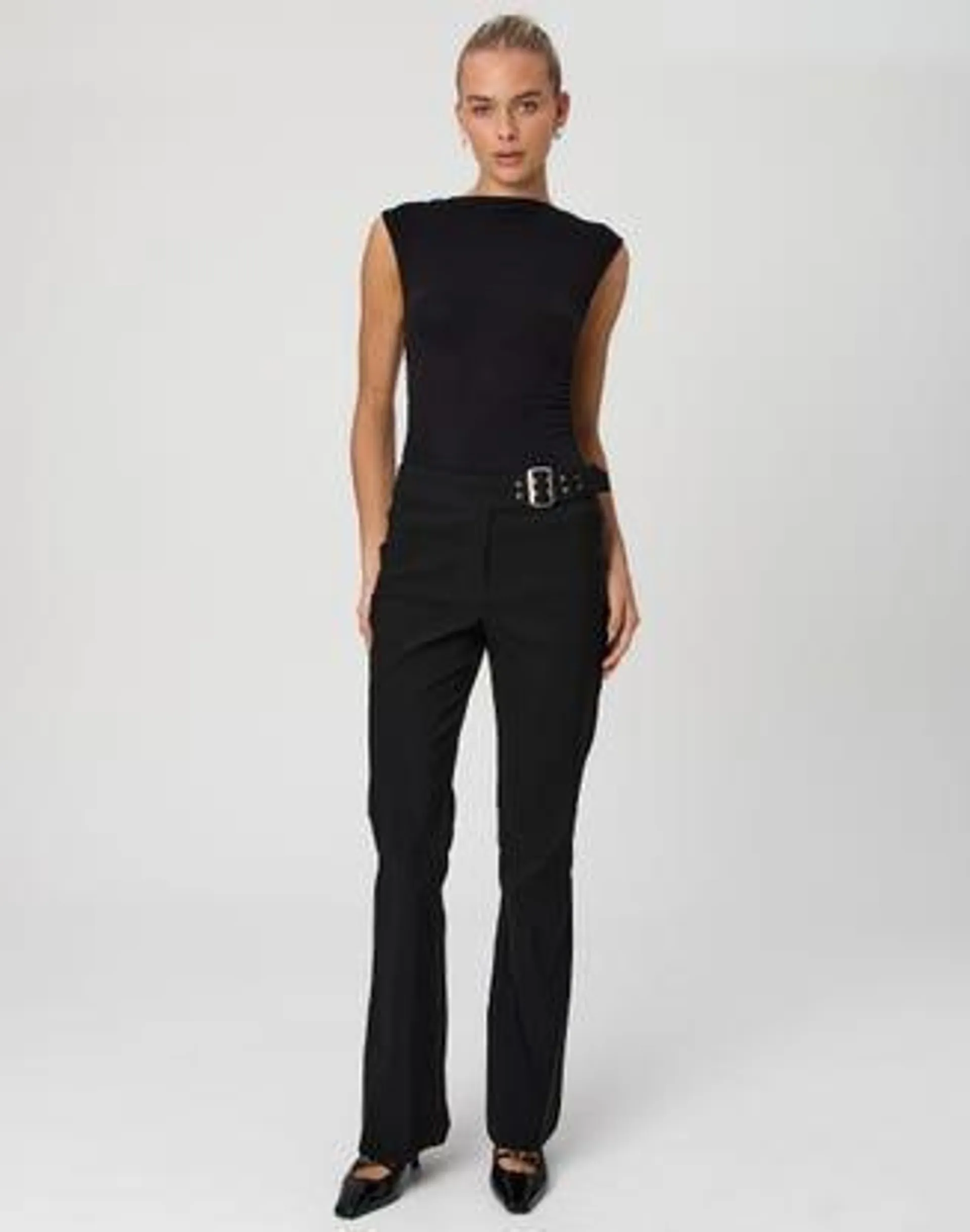 Belt Detail Slim Leg Pants