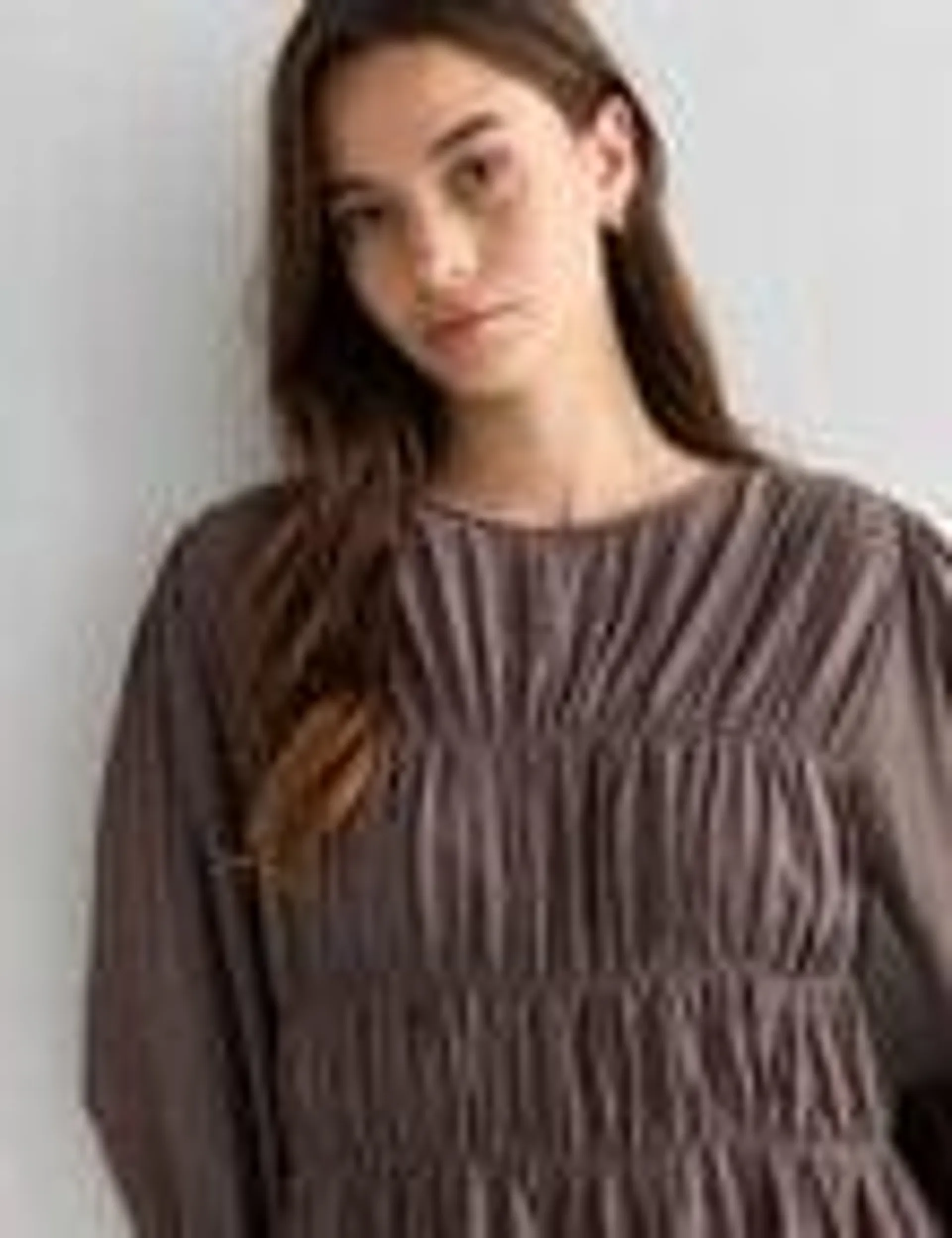 Mineral Olympia Long Sleeve Gather Top, Taupe