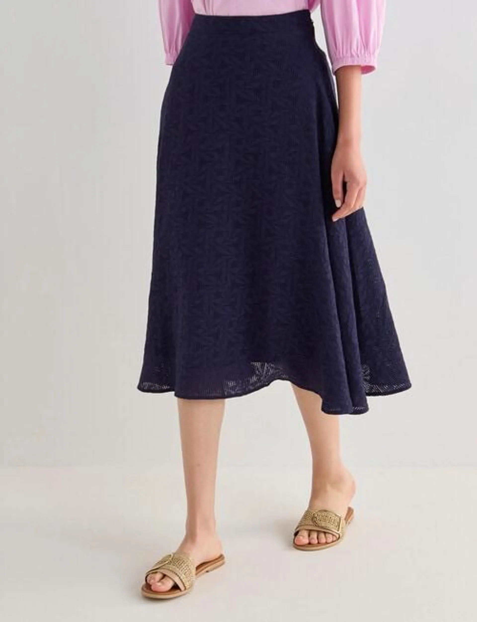 Jigsaw Fleur Textured Party Skirt, Navy