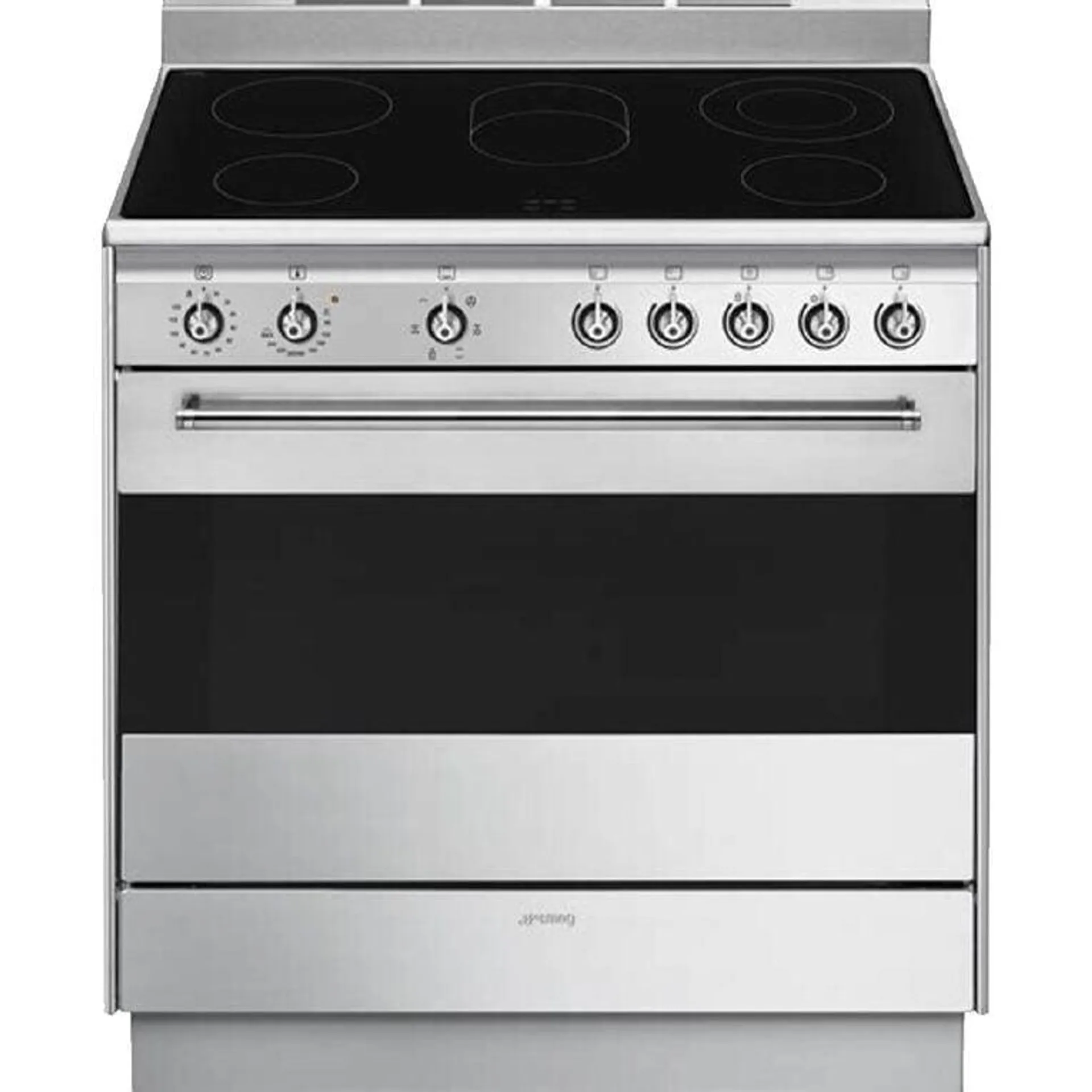 Smeg 90Cm Stainless Steel Freestanding Oven With Ceramic Cooktop