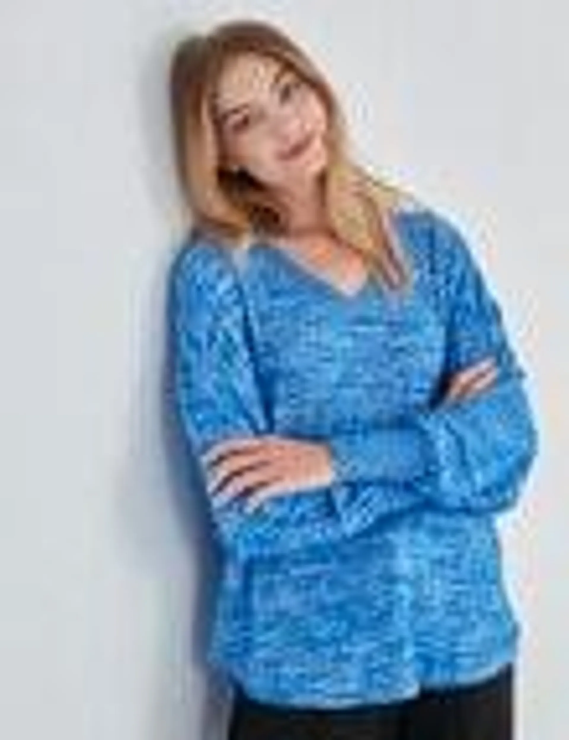 Zest Supersoft Brushed V-Neck Top, Blue Crush