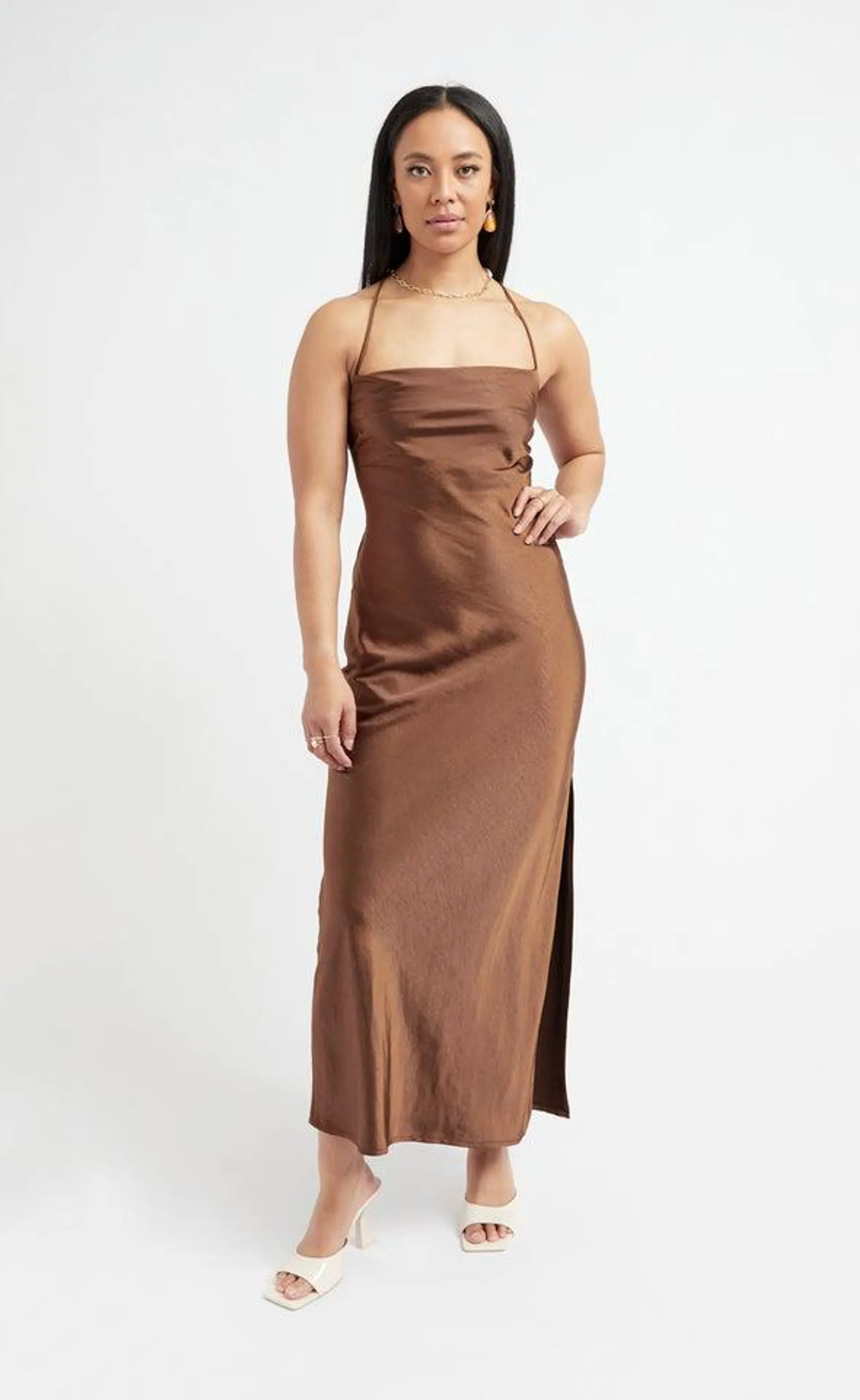 Satin Low Cross Back Gown
