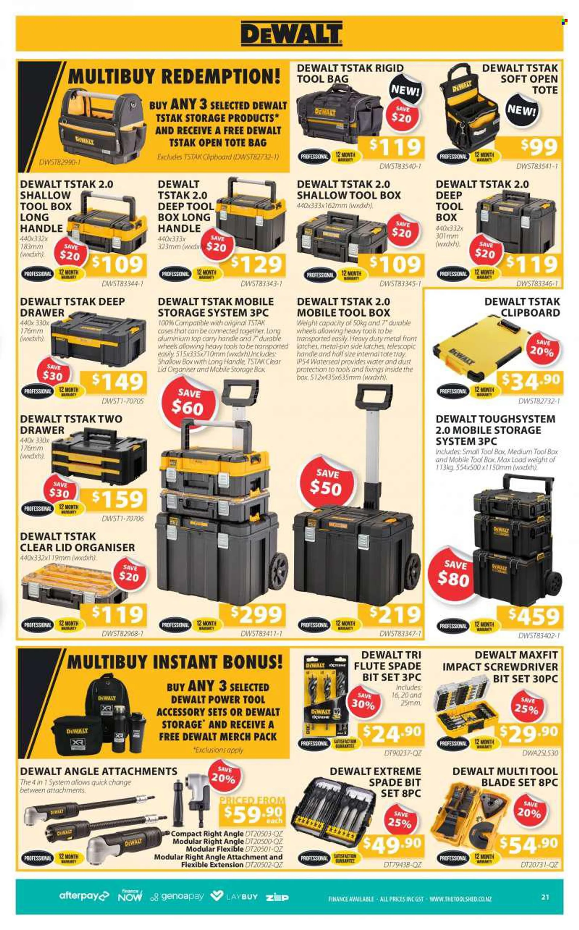 The Tool Shed mailer - 01.08.2022 - 30.09.2022 - Sales products - DeWALT, screwdriver bits, tool box, tote. Page 4.