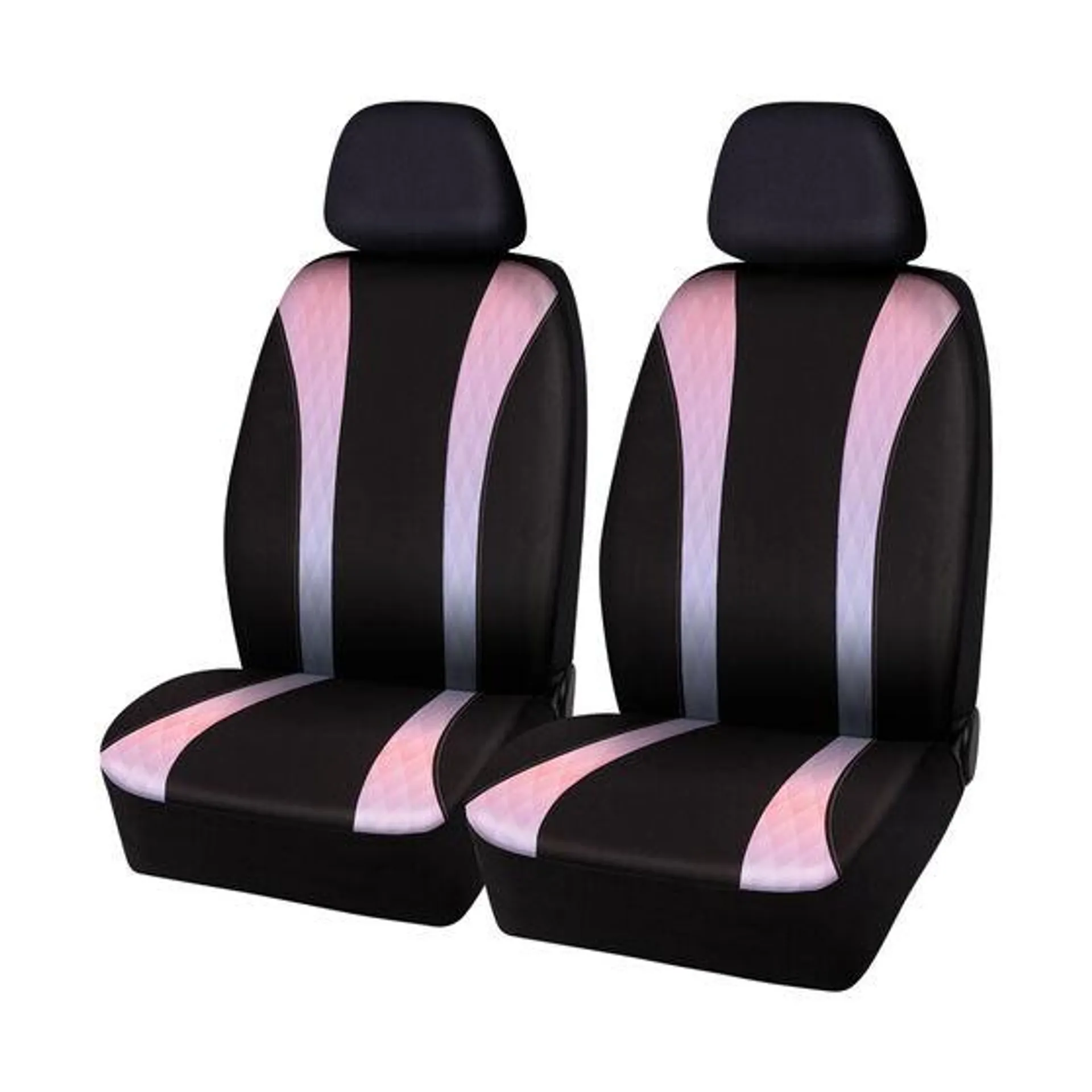 SCA Ombre Polyester Seat Covers Pink/Blue/Black Adjustable Headrests Airbag Compatible