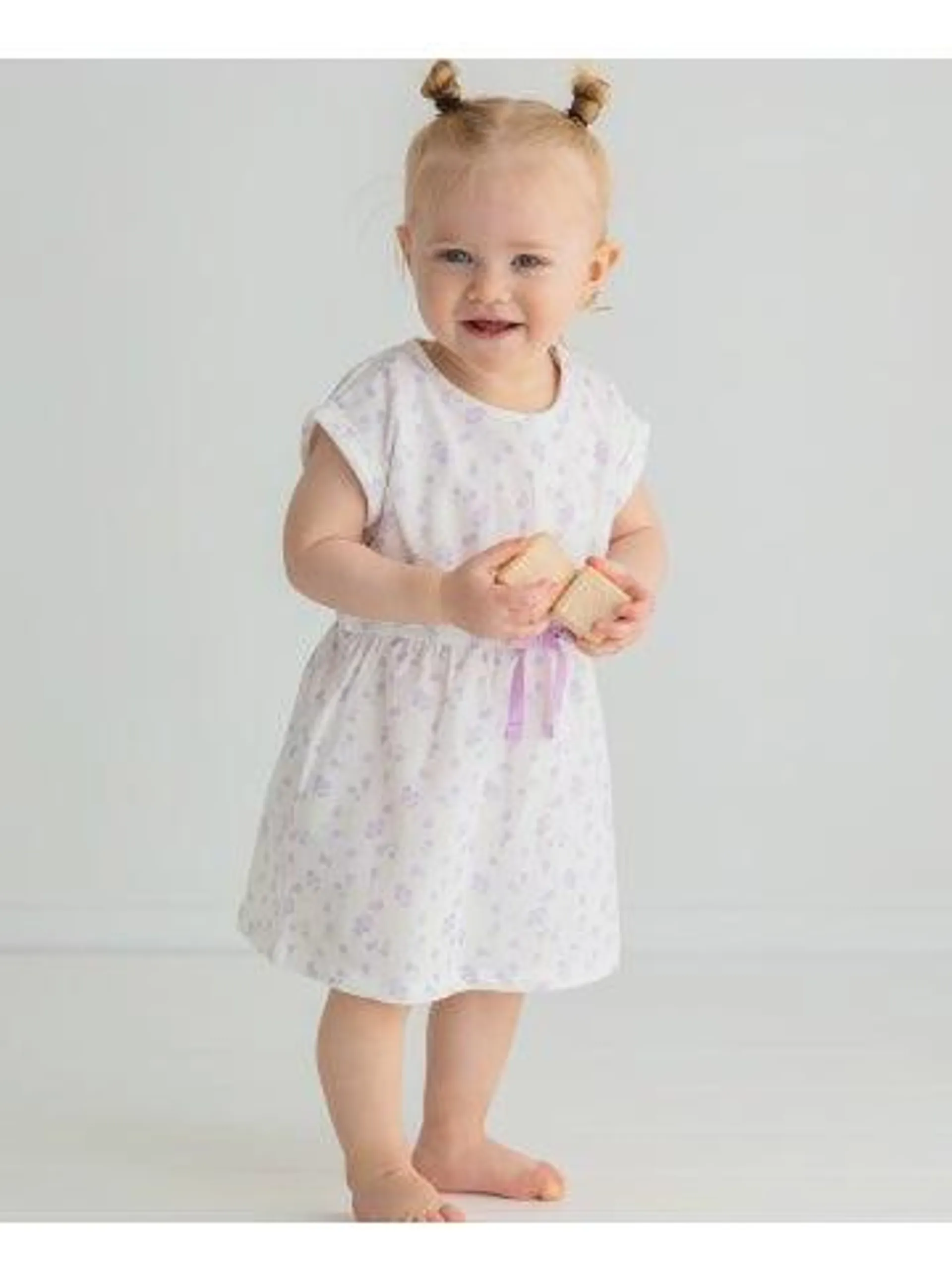 Babies' Knit Dress in White Floral