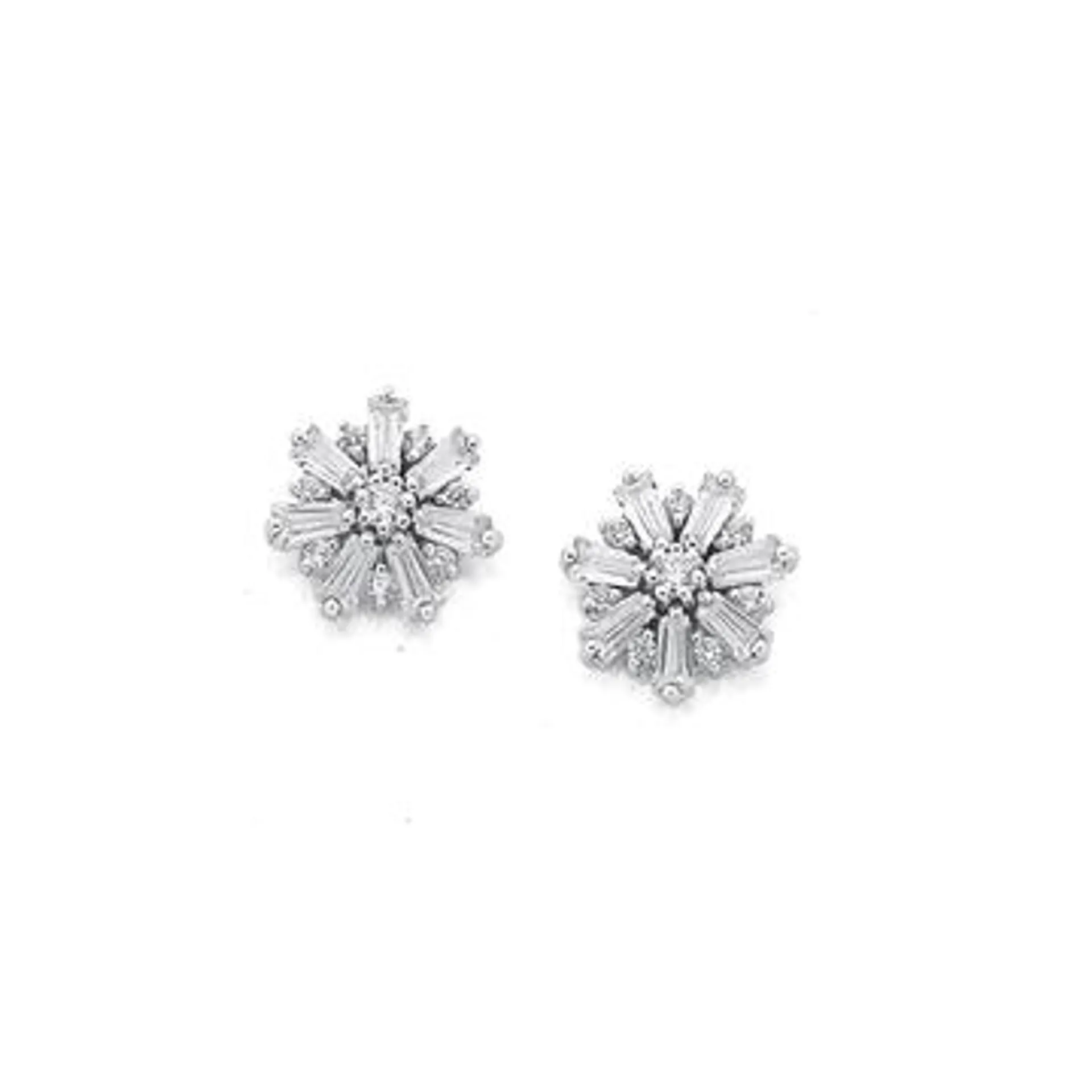 Sterling Silver Snowflakes Cubic Zirconia Earrings