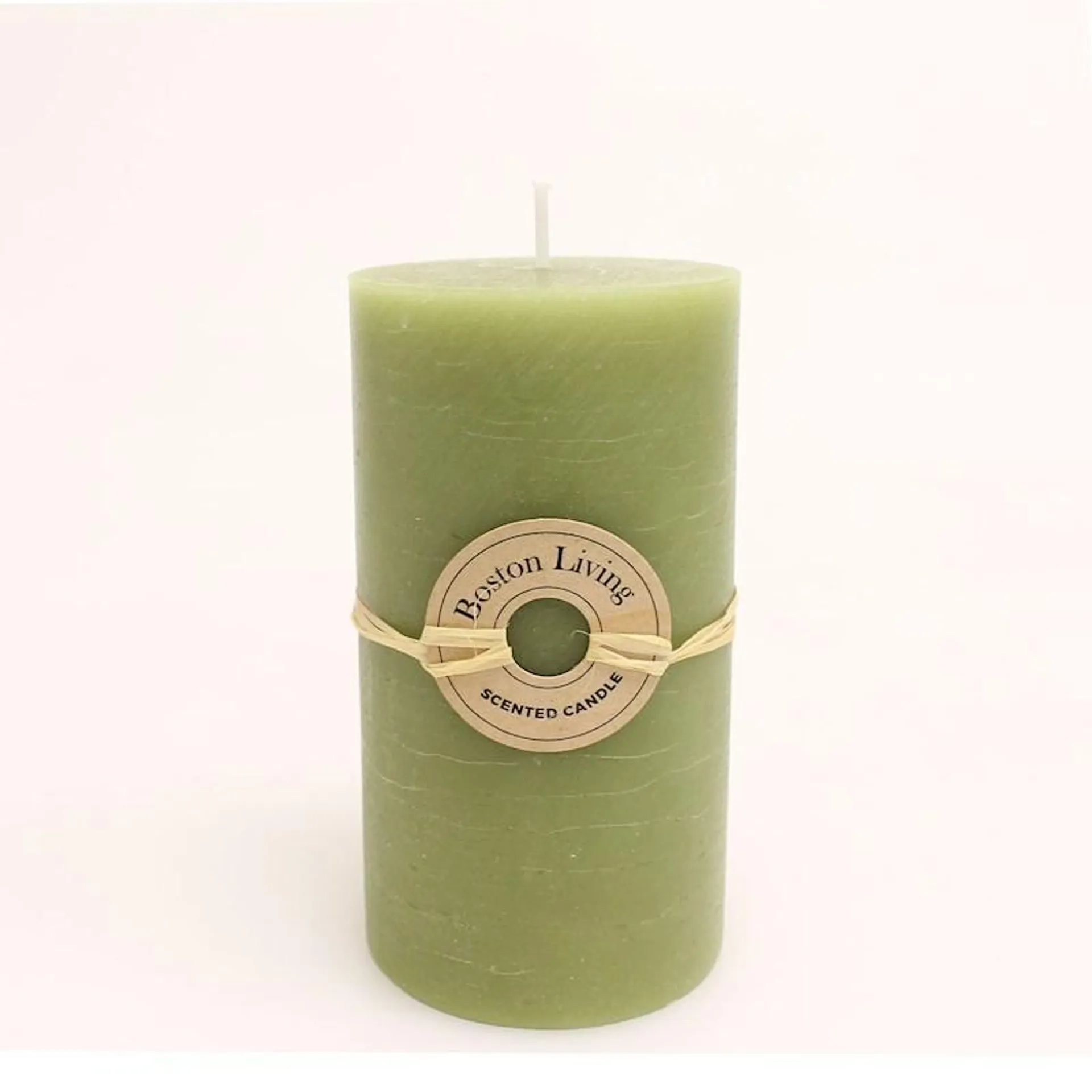 Boston Living Rustic Pillar Candle Green 7x13cm