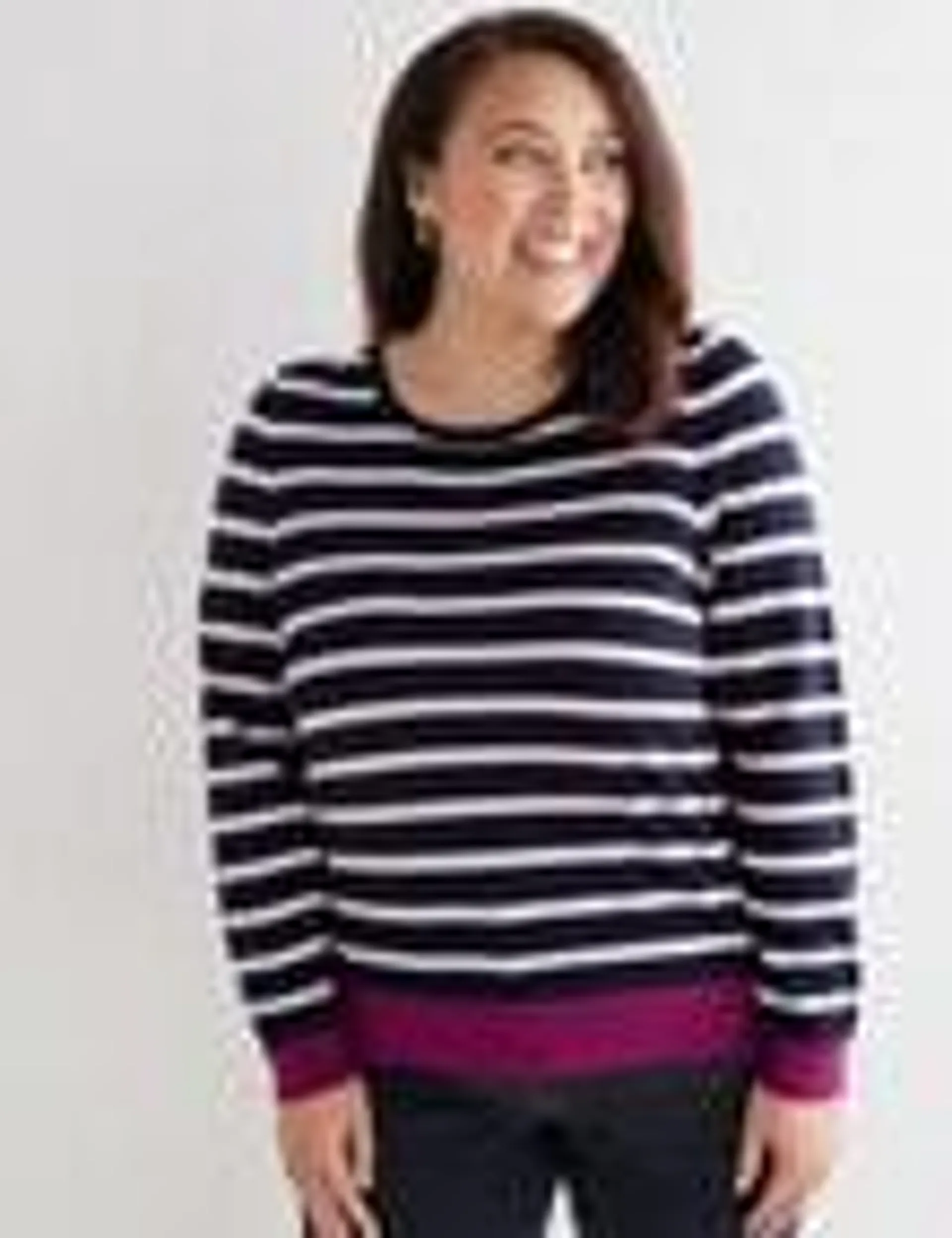 North South Curve Merino Blend Slimline Jumper, Berry Stripe