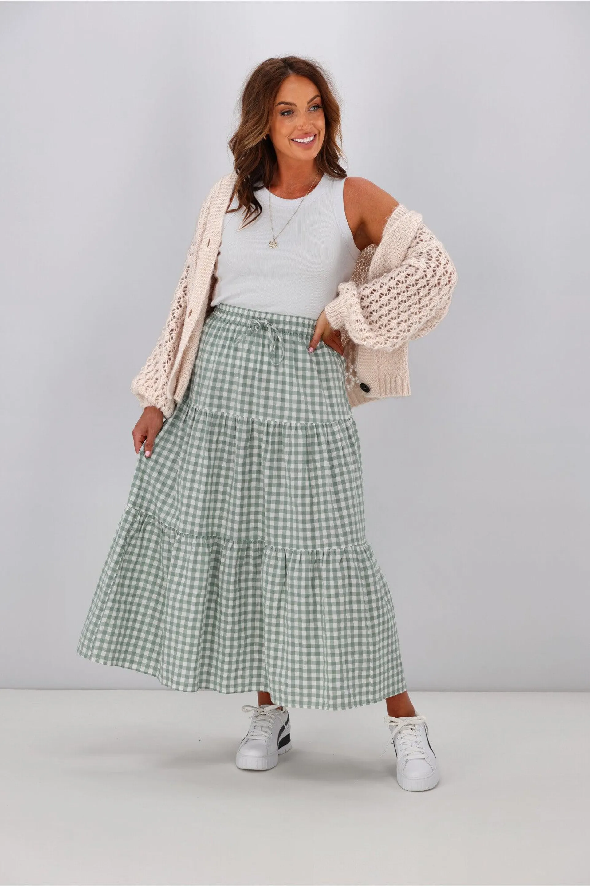 All About Eve Frankie Maxi Skirt Sage Sale
