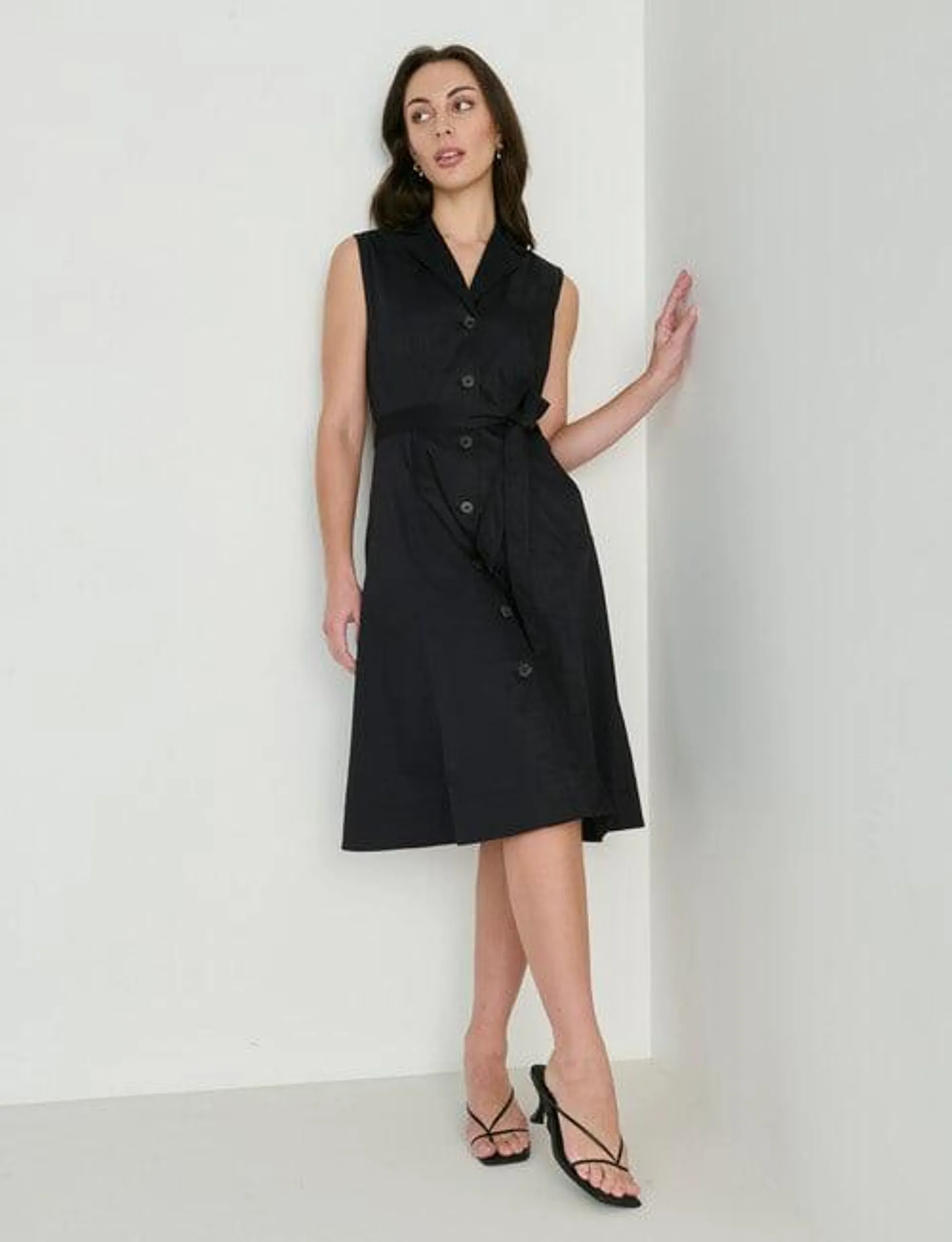 Oliver Black Sleeveless Shirt Dress, Black