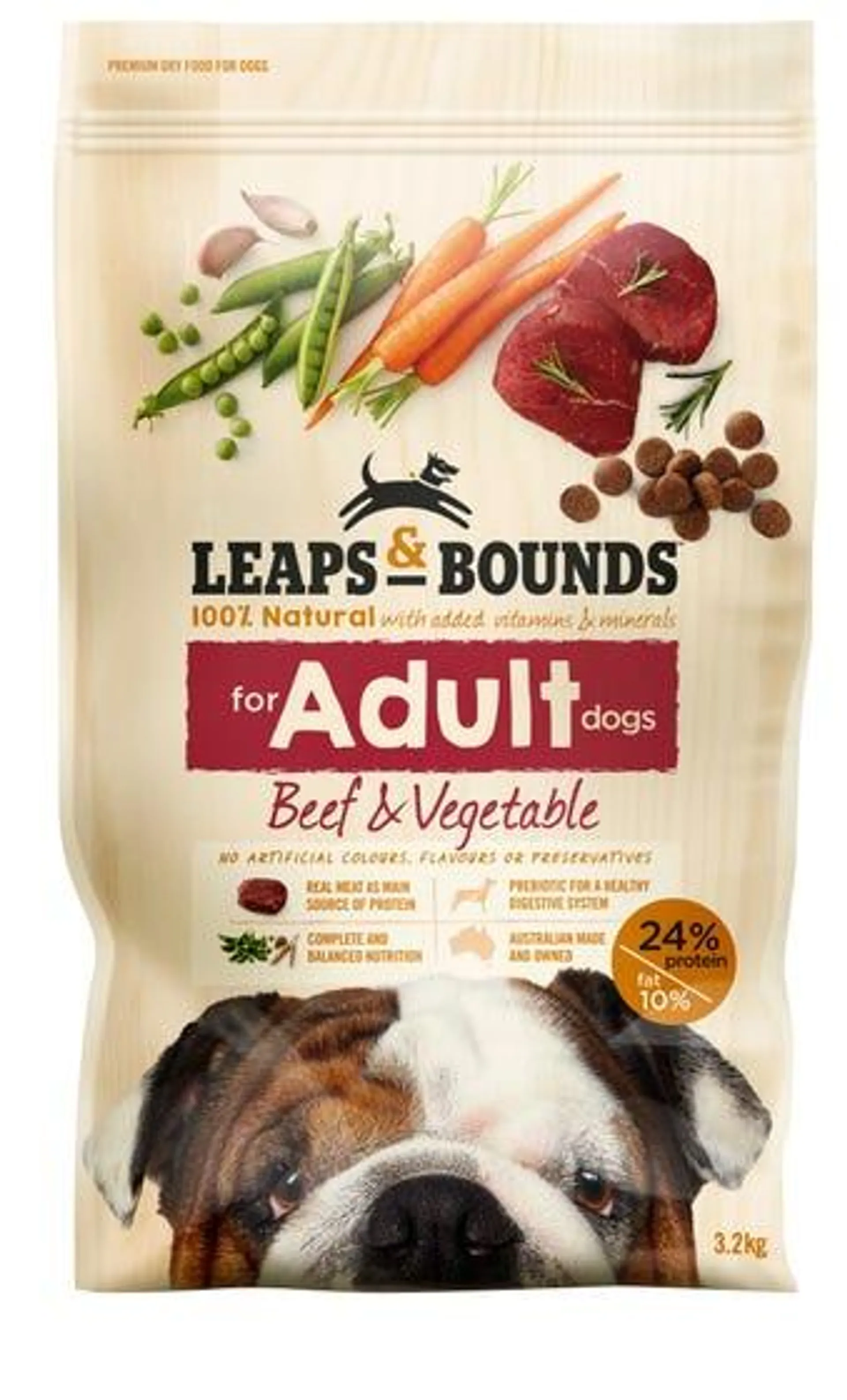 Leaps & Bounds Beef And Veges Adult Dog Food 3.2kg