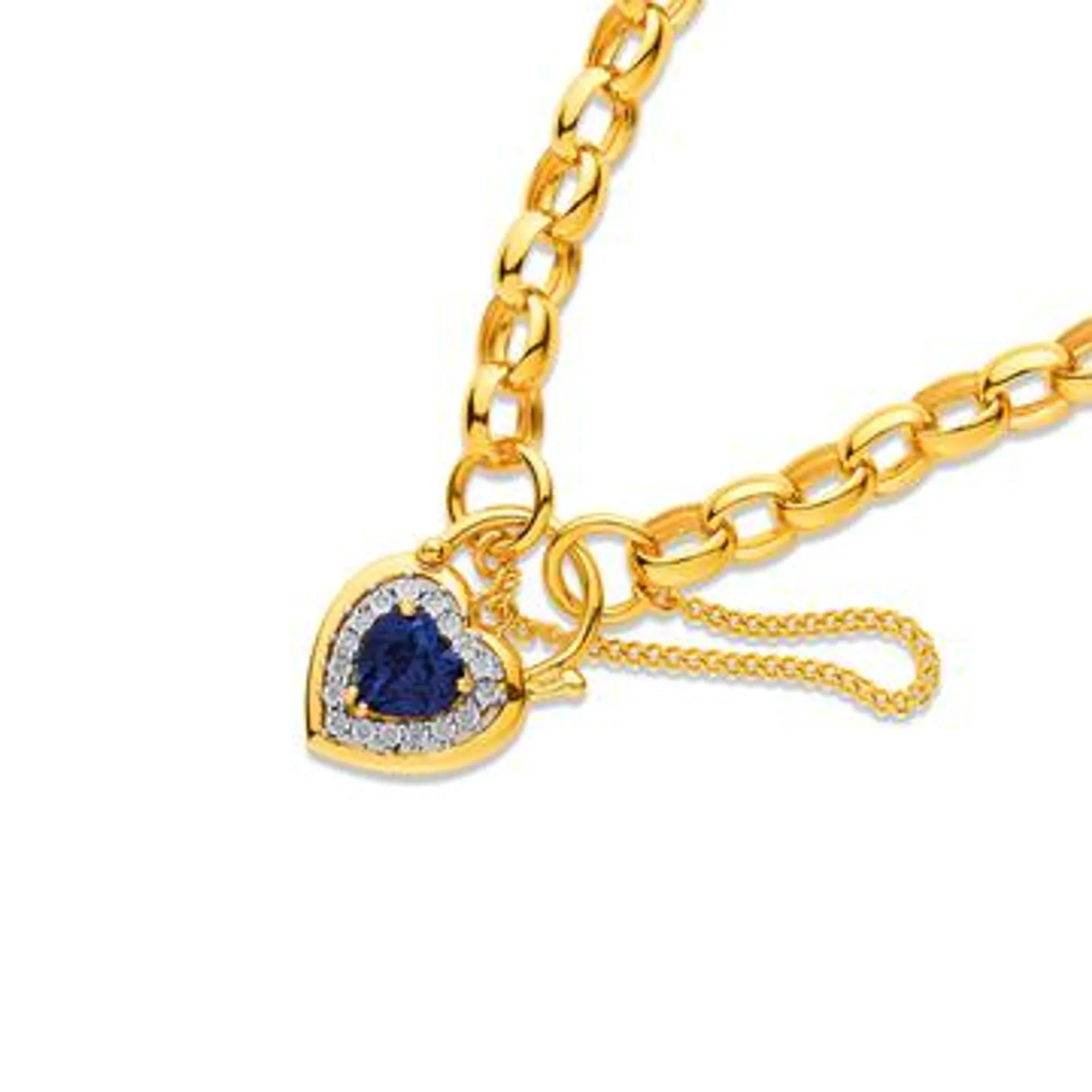 9ct, 19cm Sapphire and Diamond Belcher Bracelet