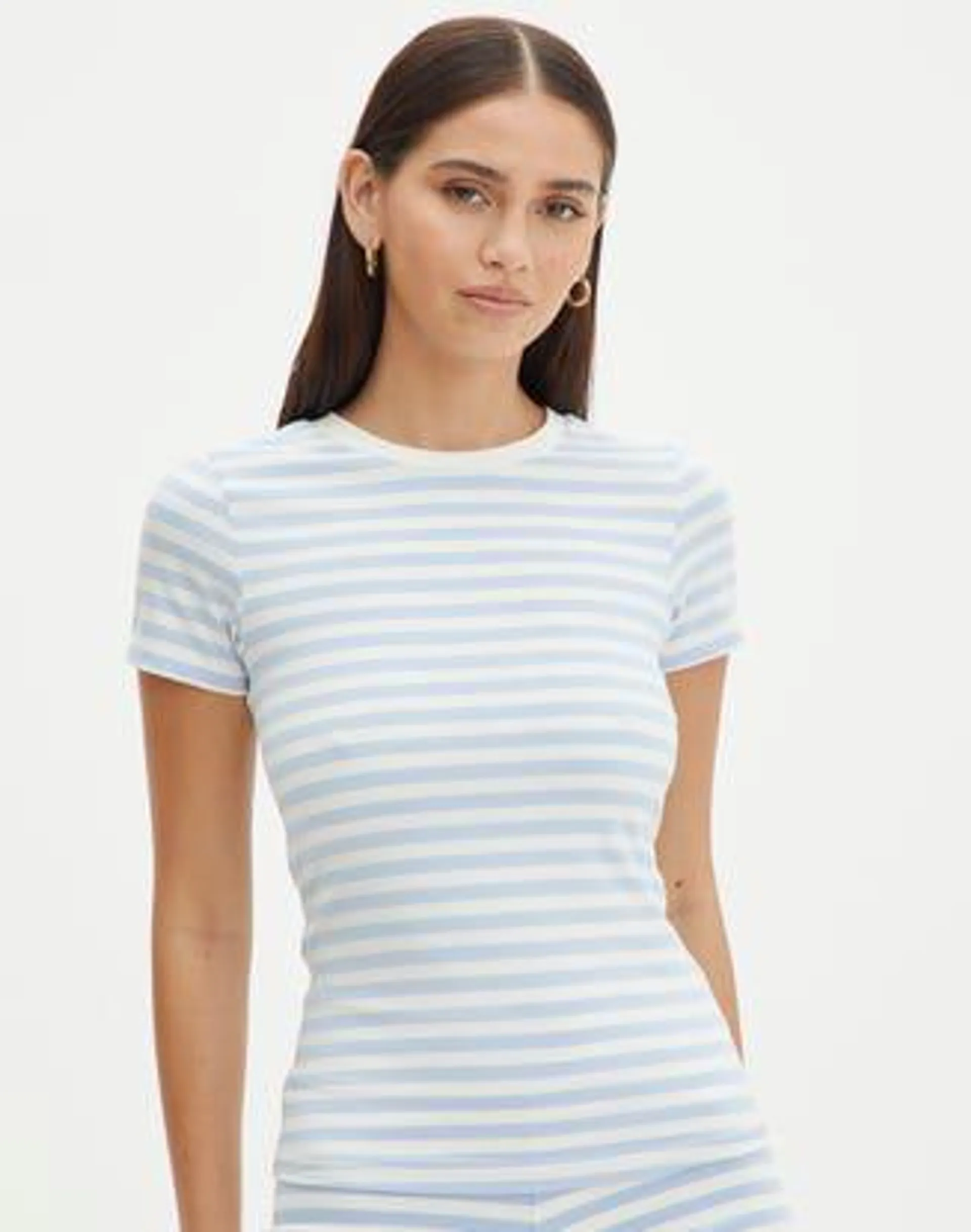 Stripe Cotton Fitted Tee