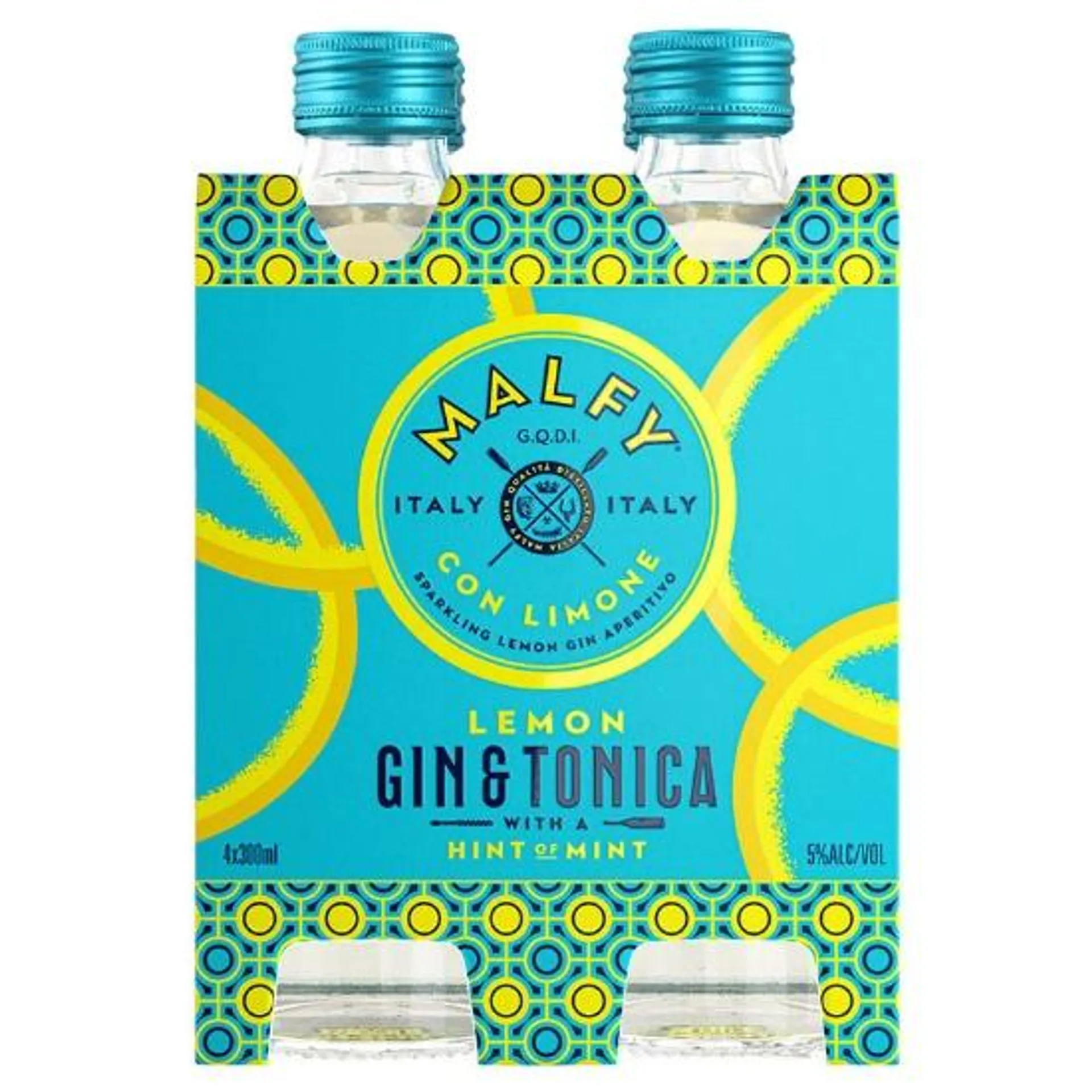 Malfy Con Limone Gin & Tonica 5% Bottles 4x300ml