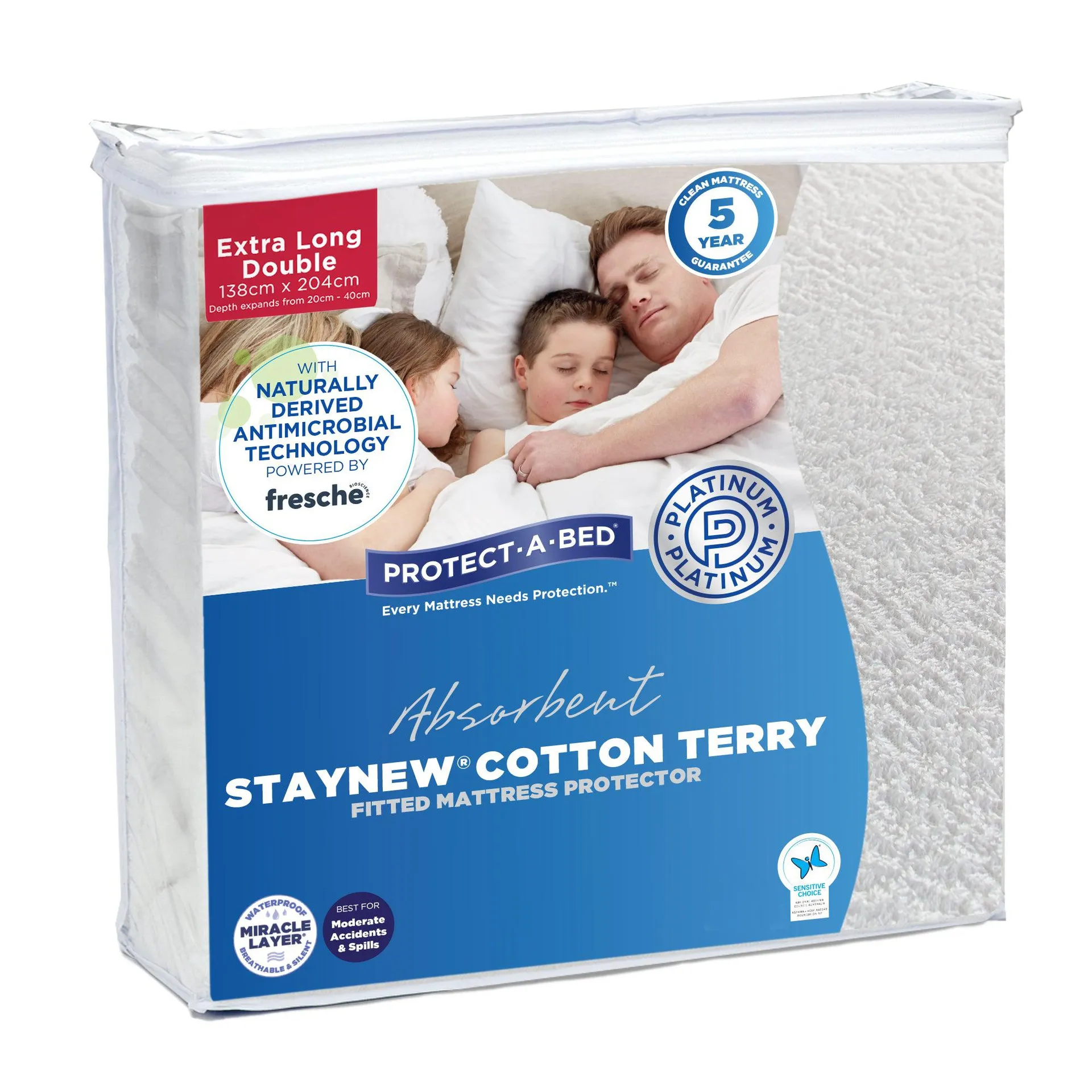 Protect-A-Bed Staynew® Cotton Terry Long Double Mattress Protector