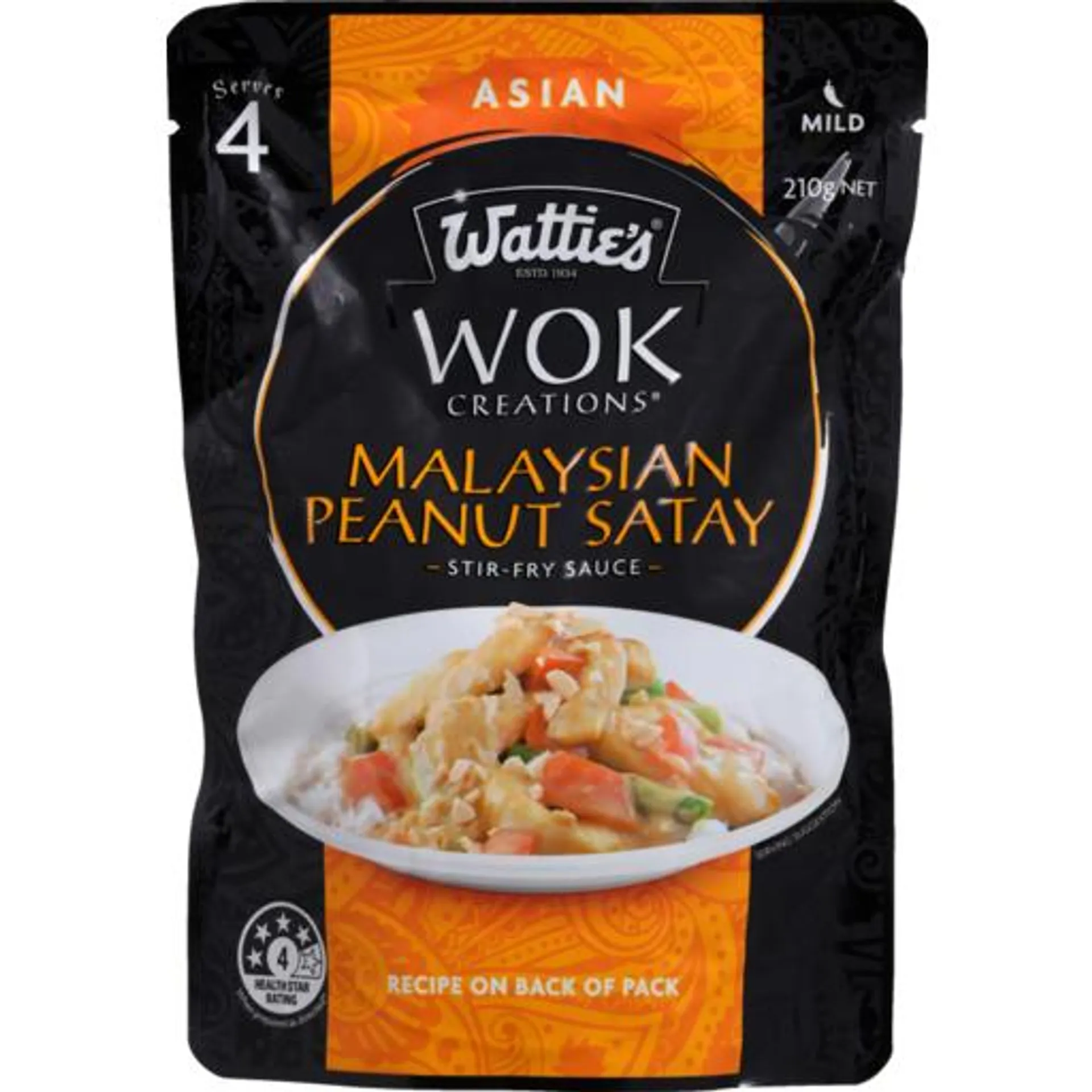 Wattie's Wok Creations Stir-Fry Sauce Malaysian Peanut Satay 210g