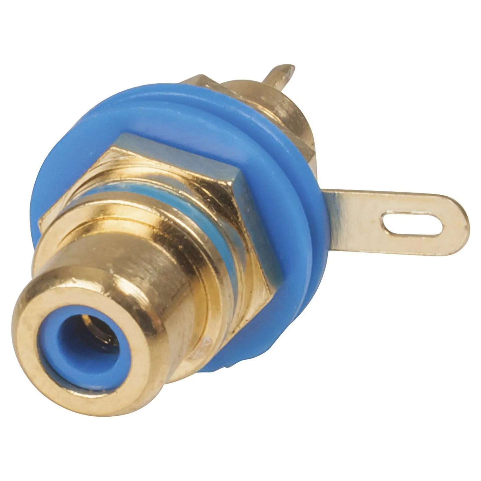 Gold RCA Panel Mount Socket - Blue