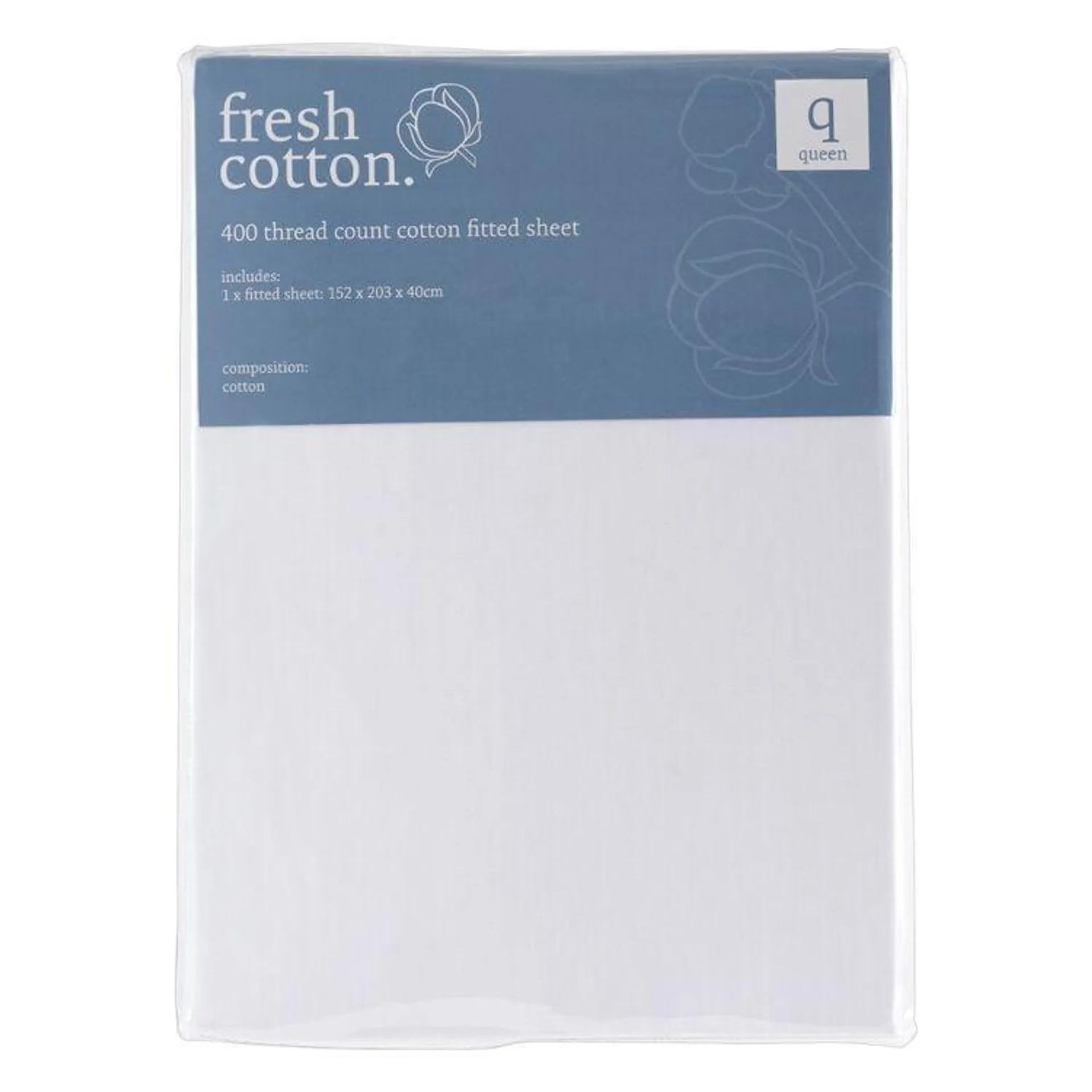 Fresh Cotton 400 Thread Count Cotton Fitted Sheet White