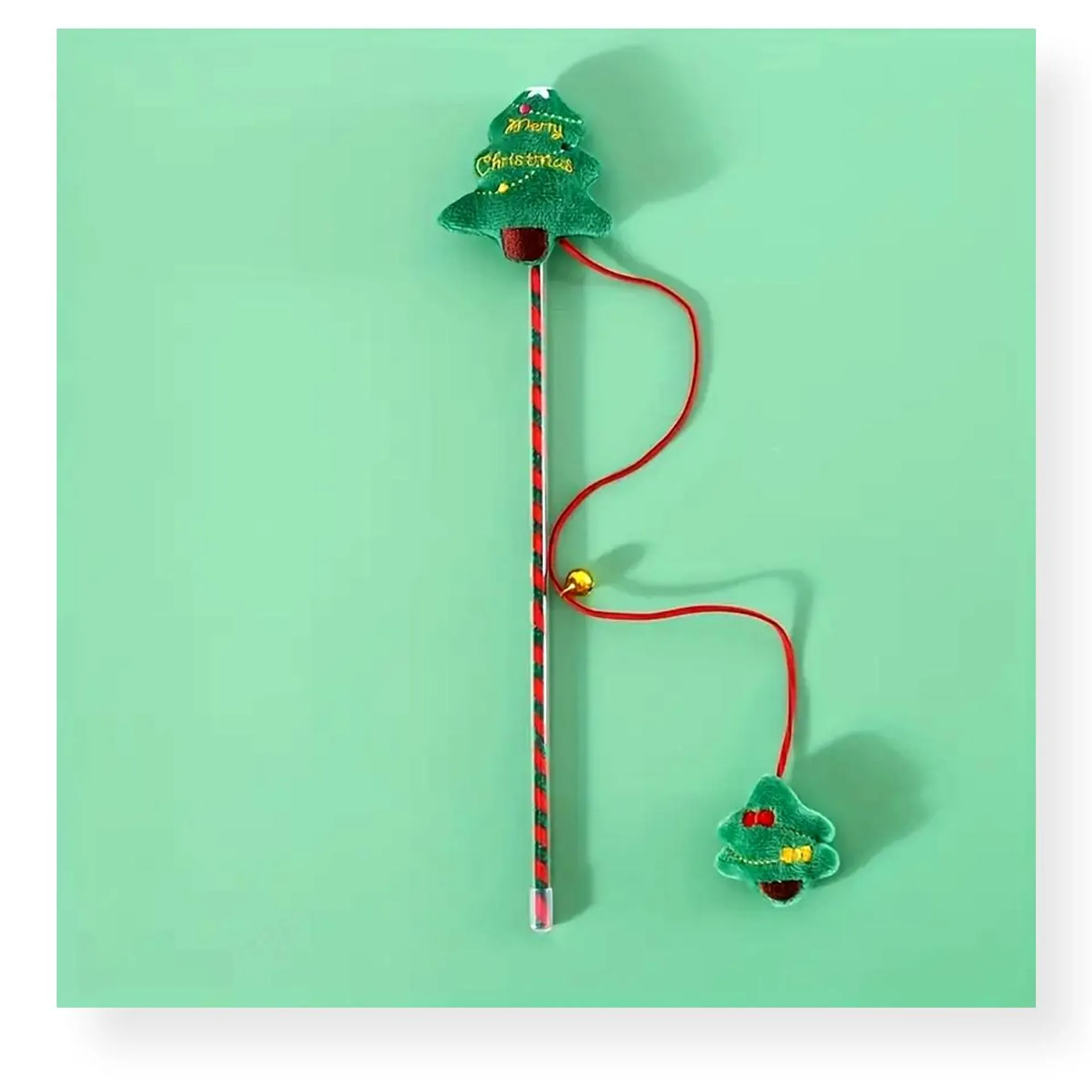 Feline Fine Best Christmas Ever Tree Cat Wand Toy