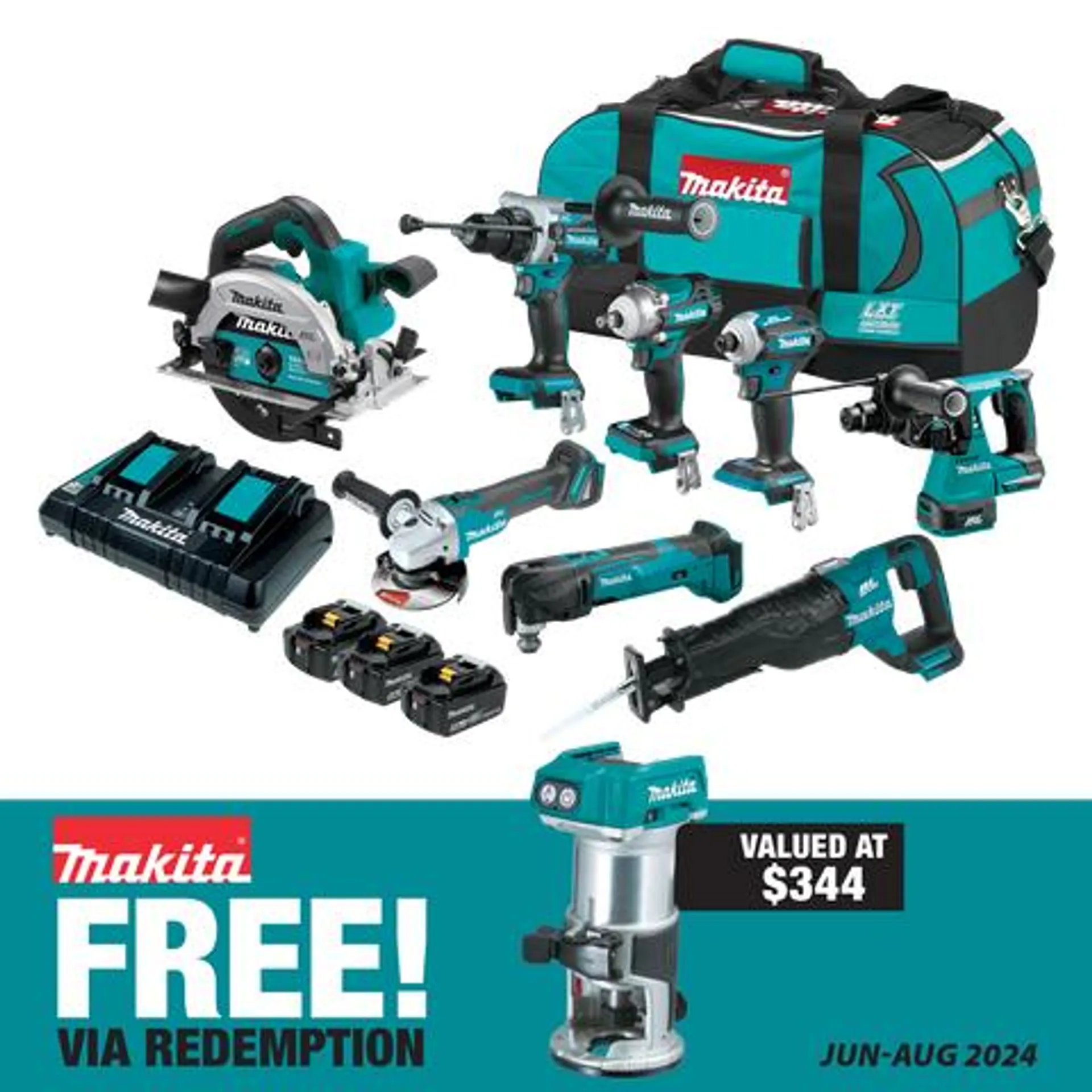 Makita LXT Cordless Jobsite Combo Kit 8pc 18V 5Ah