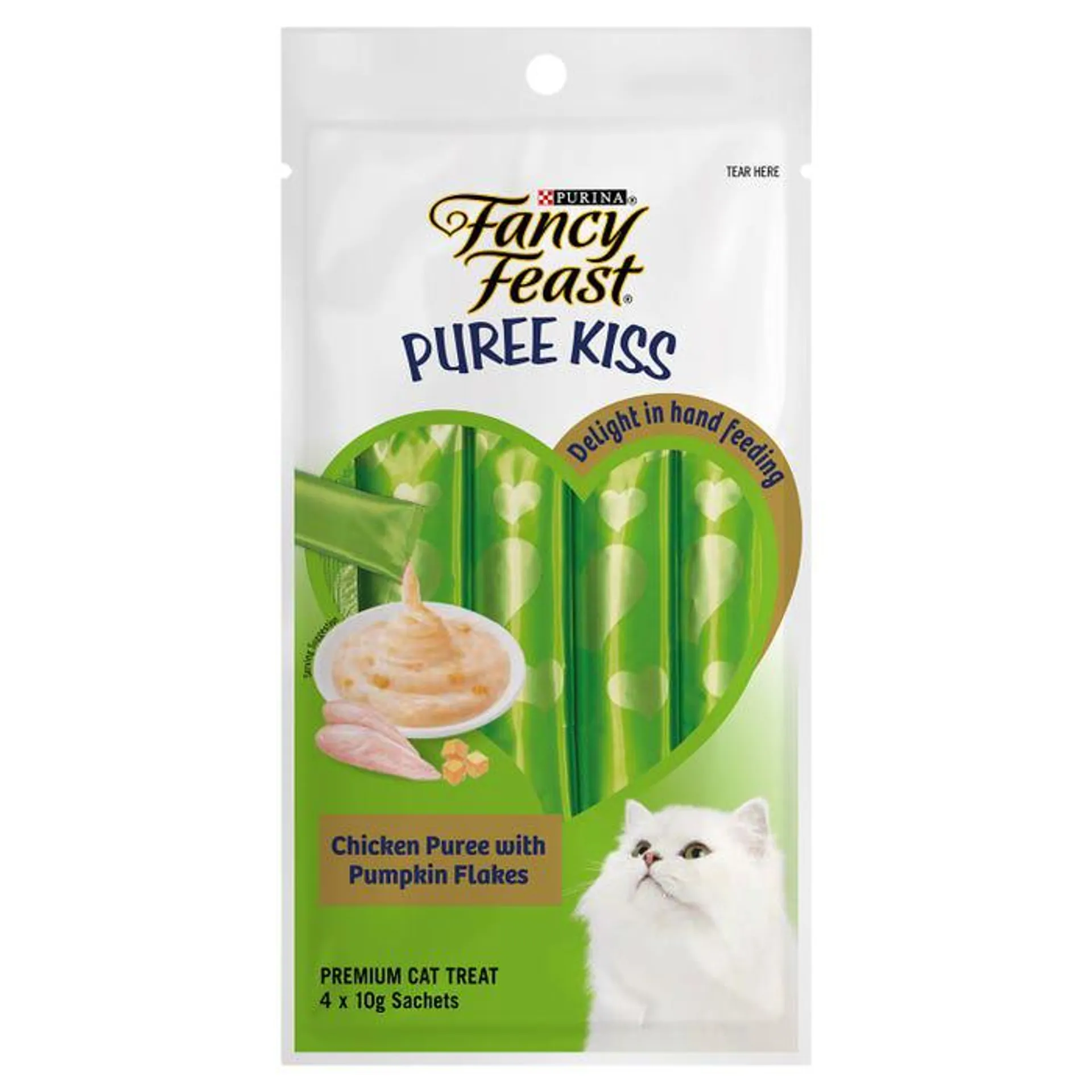 Fancy Feast Puree Kiss Chicken With Pumpkin Flakes Cat Treat 4 X