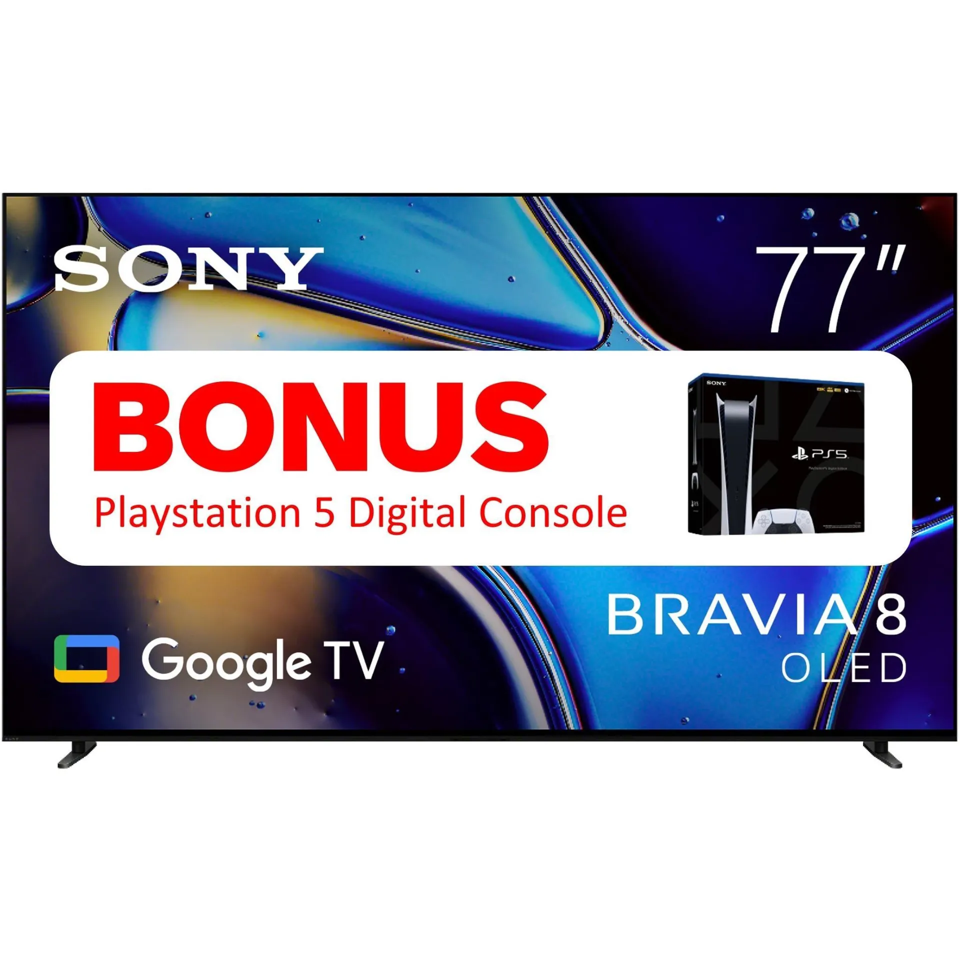 Sony 77" BRAVIA 8 4K HDR OLED Google TV (2024)