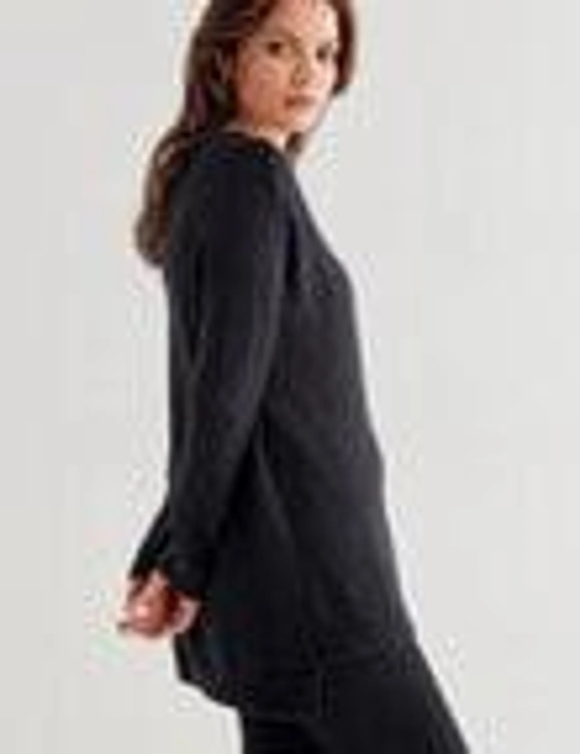 Whistle Long Sleeve Fluffy Jumper, Black