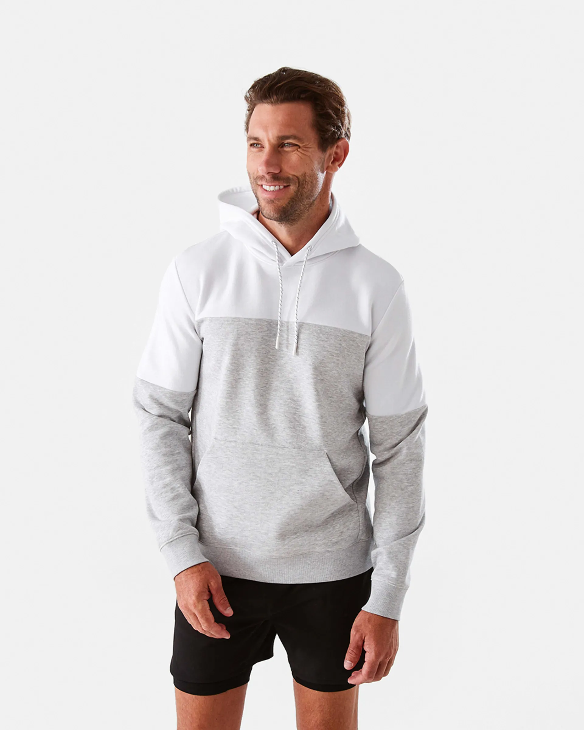 Active Mens Colour Block Fleece Hoodie