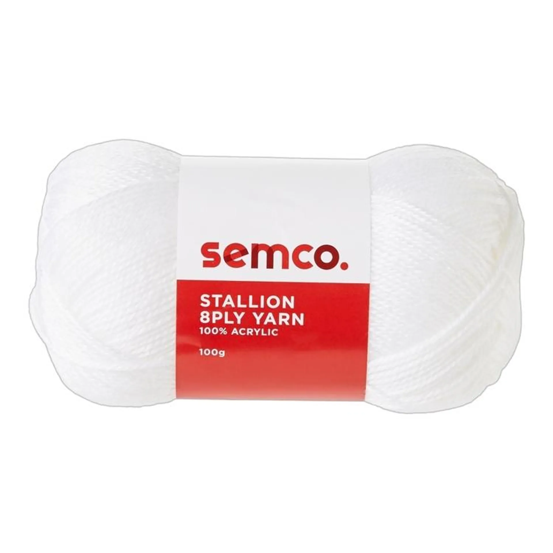 Semco Stallion 8 Ply Yarn 100 g White 100g