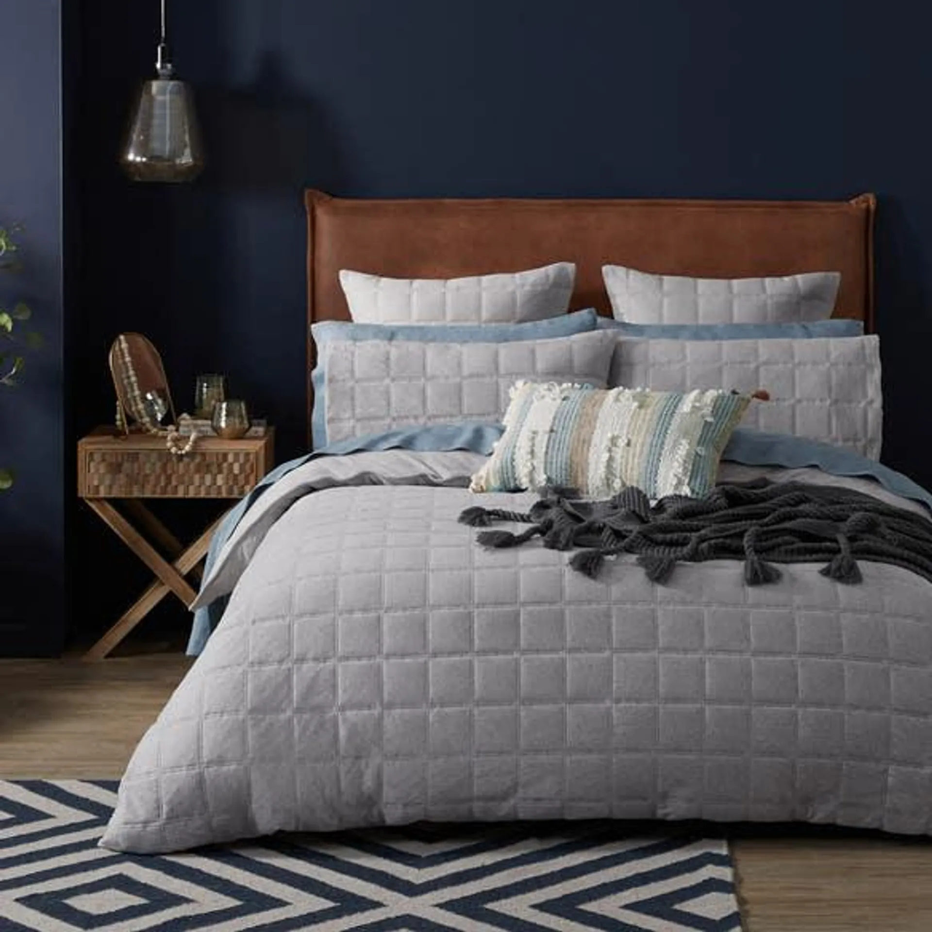 Madden Jersey Quilt Cover - Grey