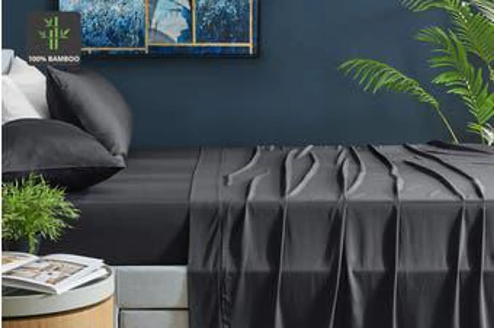 Ovela 100% Natural Bamboo Bed Sheet Set (Charcoal, Single)