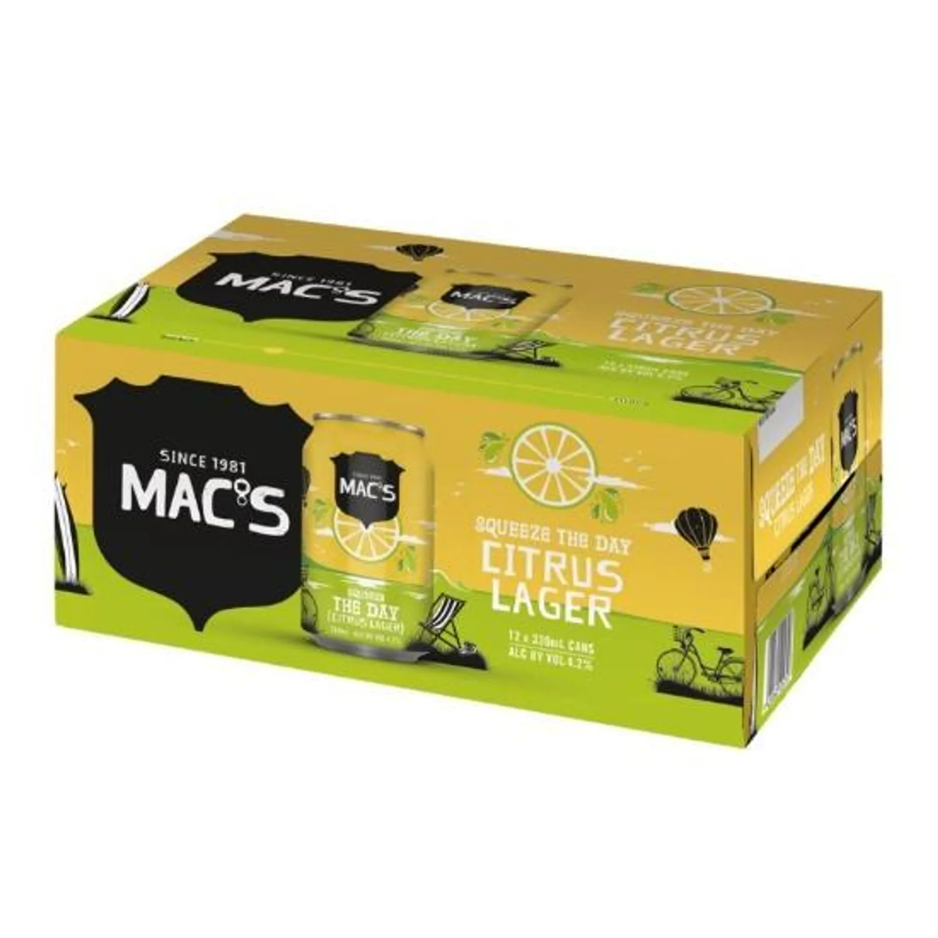 Mac's Squeeze The Day Citrus Lager Cans 12x330ml