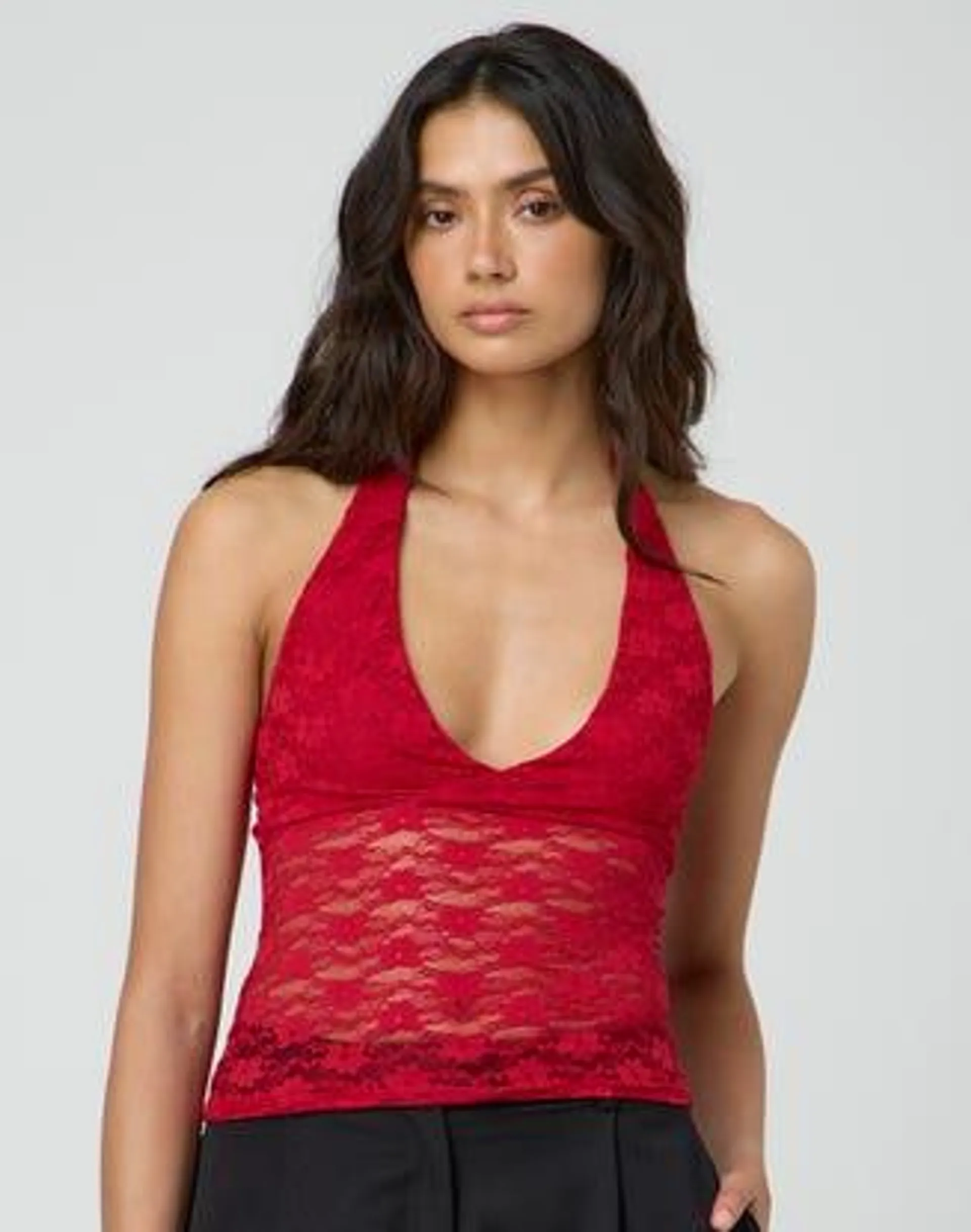 Lace Halter Neck Top