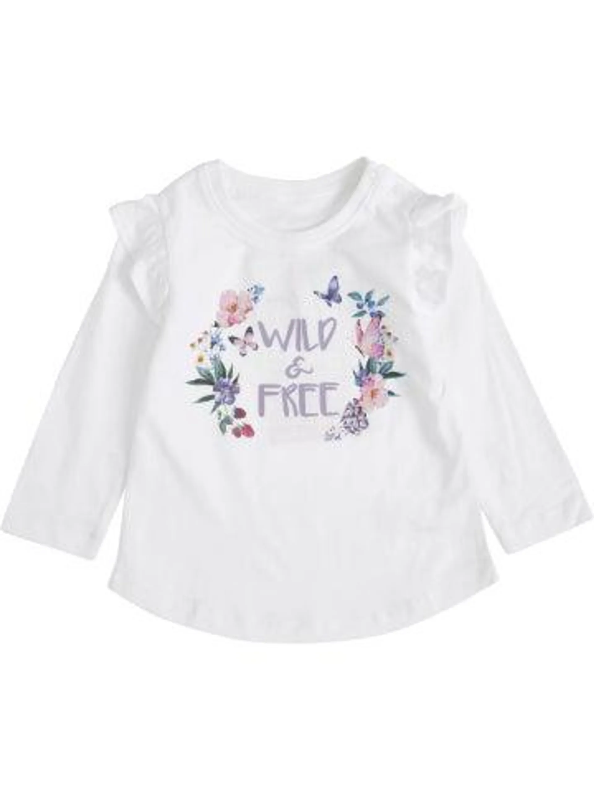 Babies' Frill Print Long Sleeve Tee in White Wild