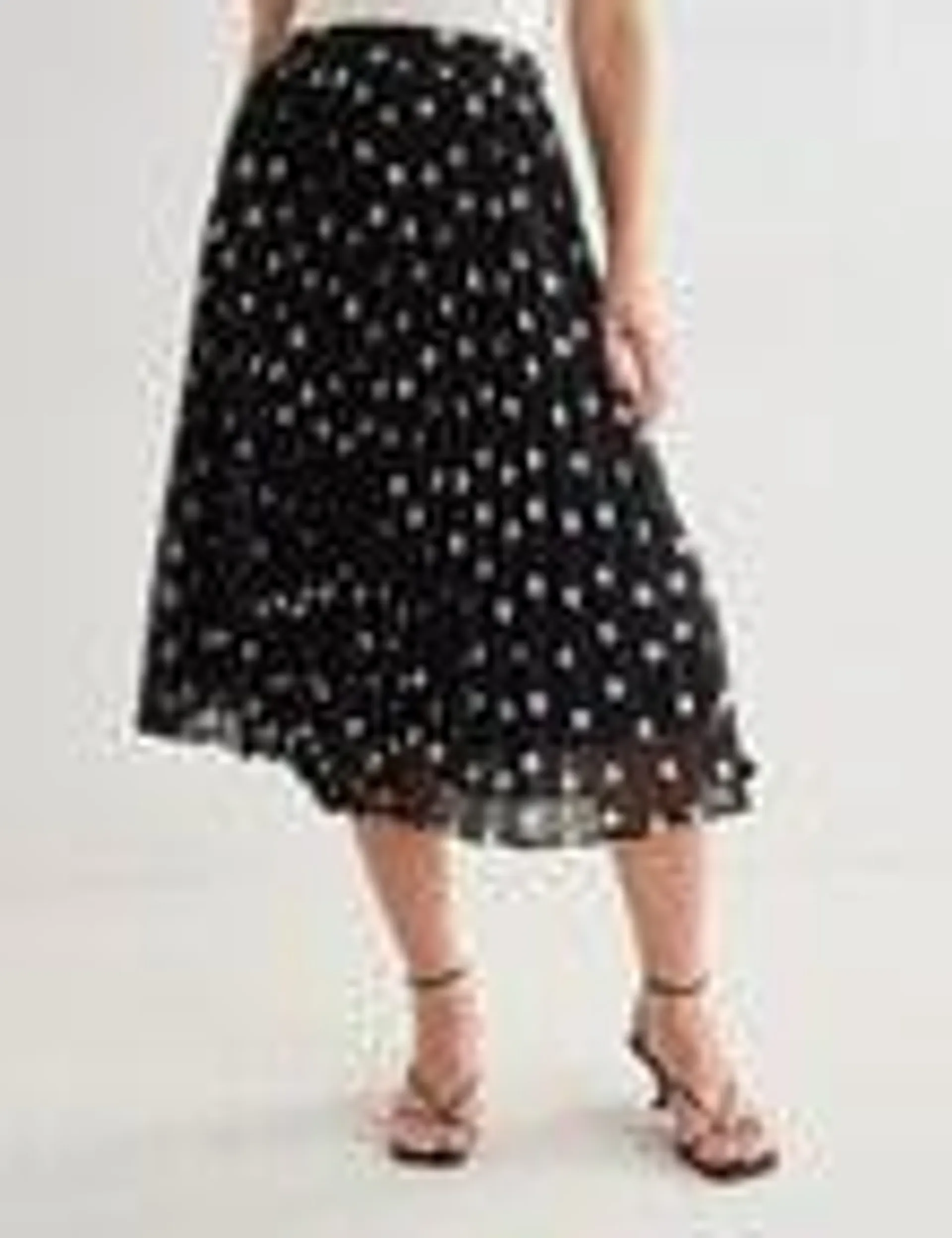 Oliver Black Polka Dot Sunray Pleat Skirt, Black