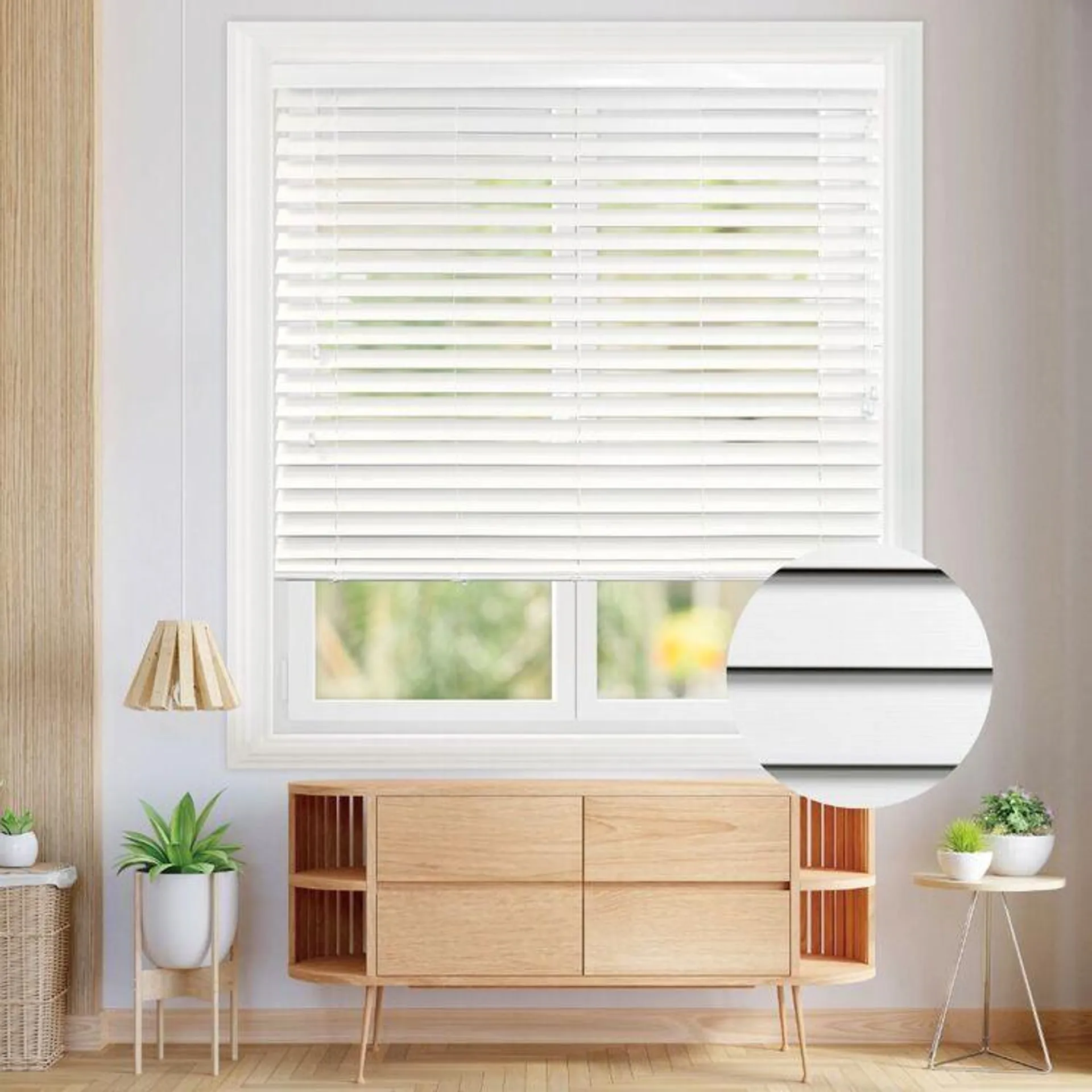 Windowshade 63 mm Faux Wood Venetian Blinds White Textured