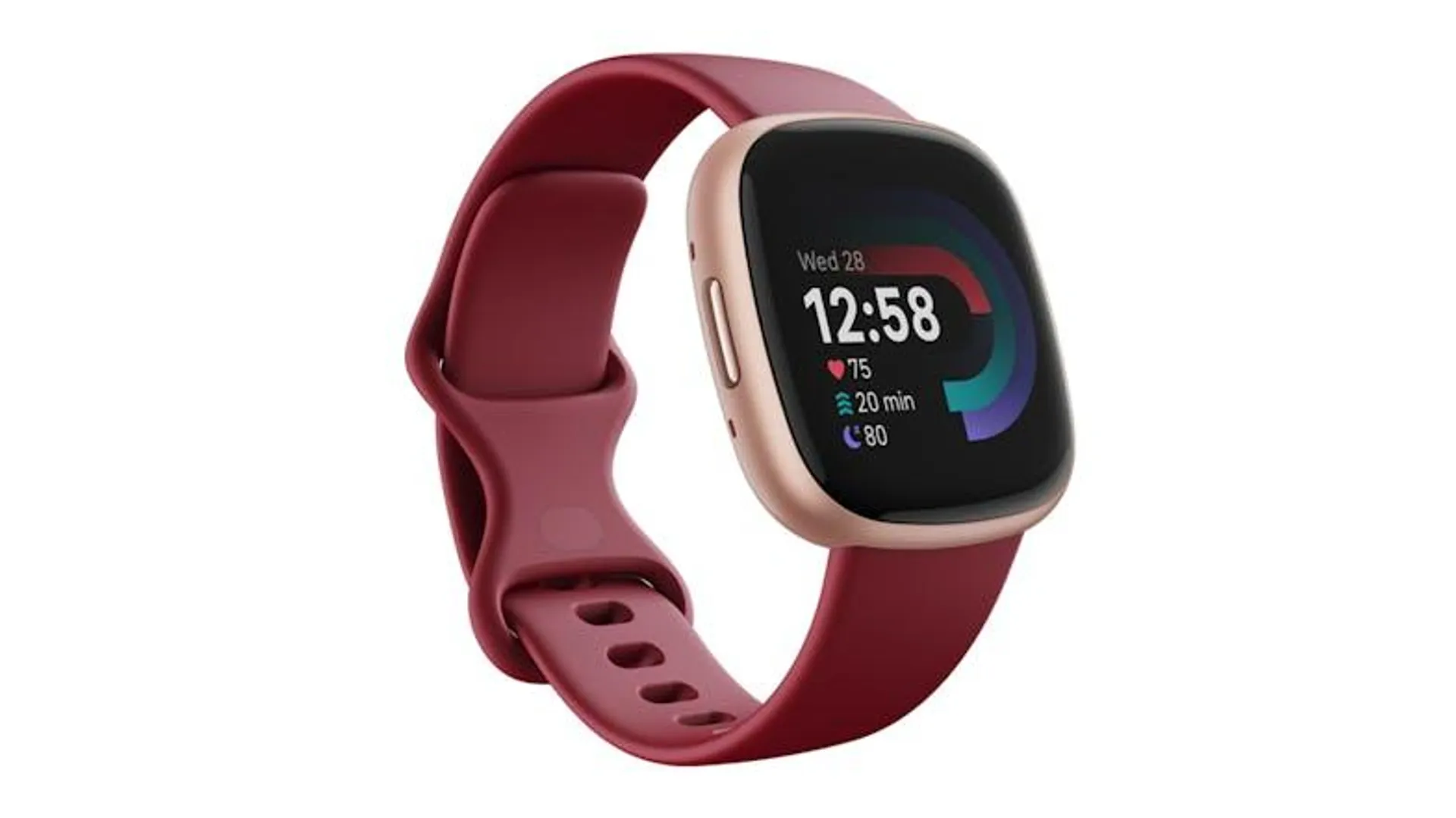 Fitbit Versa 4 Smartwatch - Copper Rose Aluminium Case with Beet Juice Band (GPS, Bluetooth)