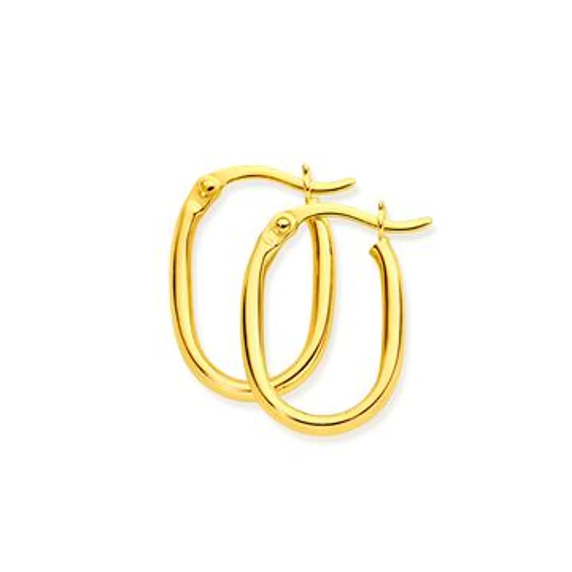 9ct Gold 10x15mm Oval Hoop Earrings