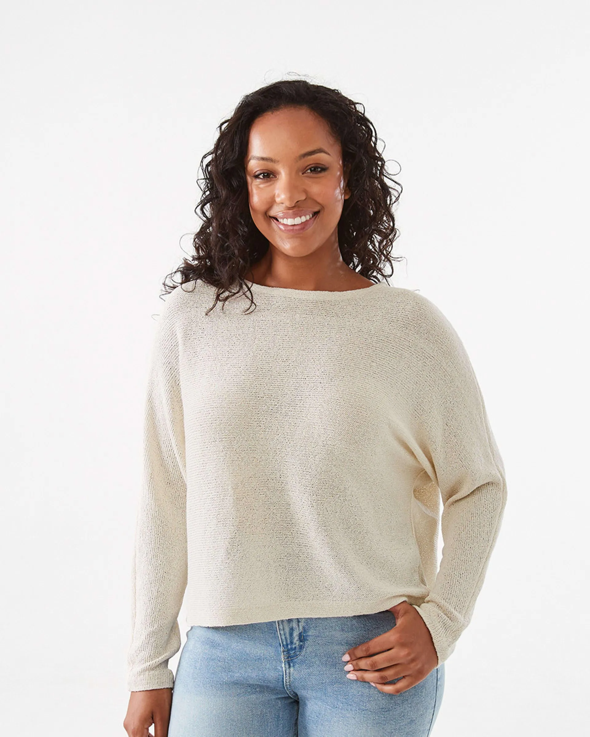 Open Knit Batwing Sleeve Jumper