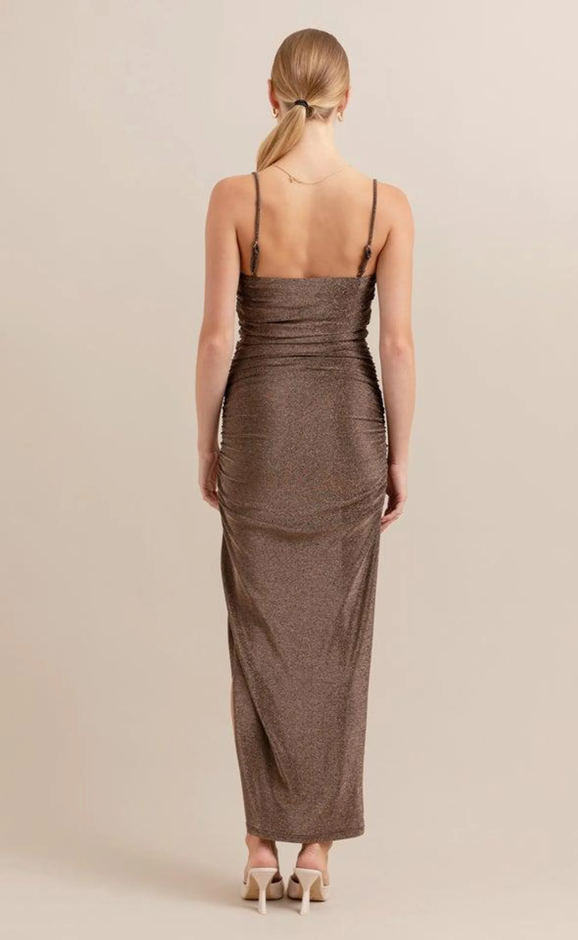 Glitter Knit Ruched Slip Gown