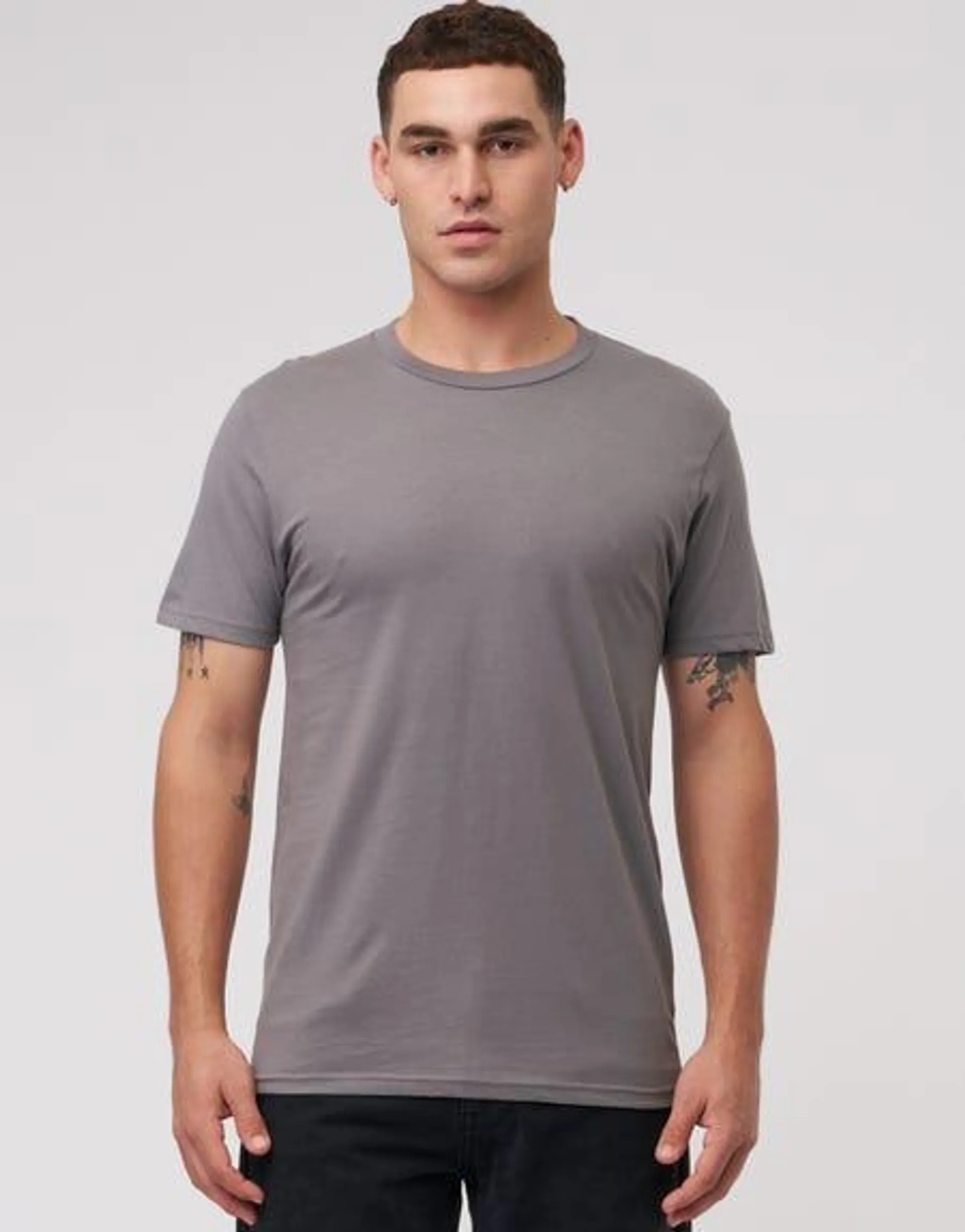 Organic Crew Neck Basic T Shirt in Steel Grey