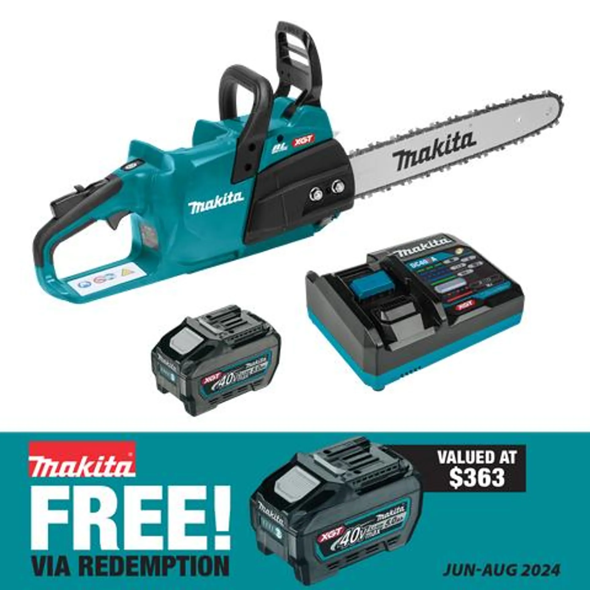 Makita XGT Cordless Chainsaw Brushless Top Handle 40cm 40V 5Ah