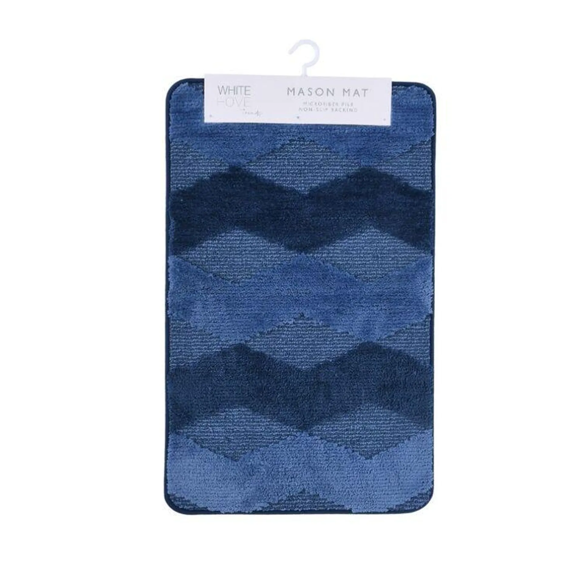 White Home Mason Bath Mat Navy Bath Mat