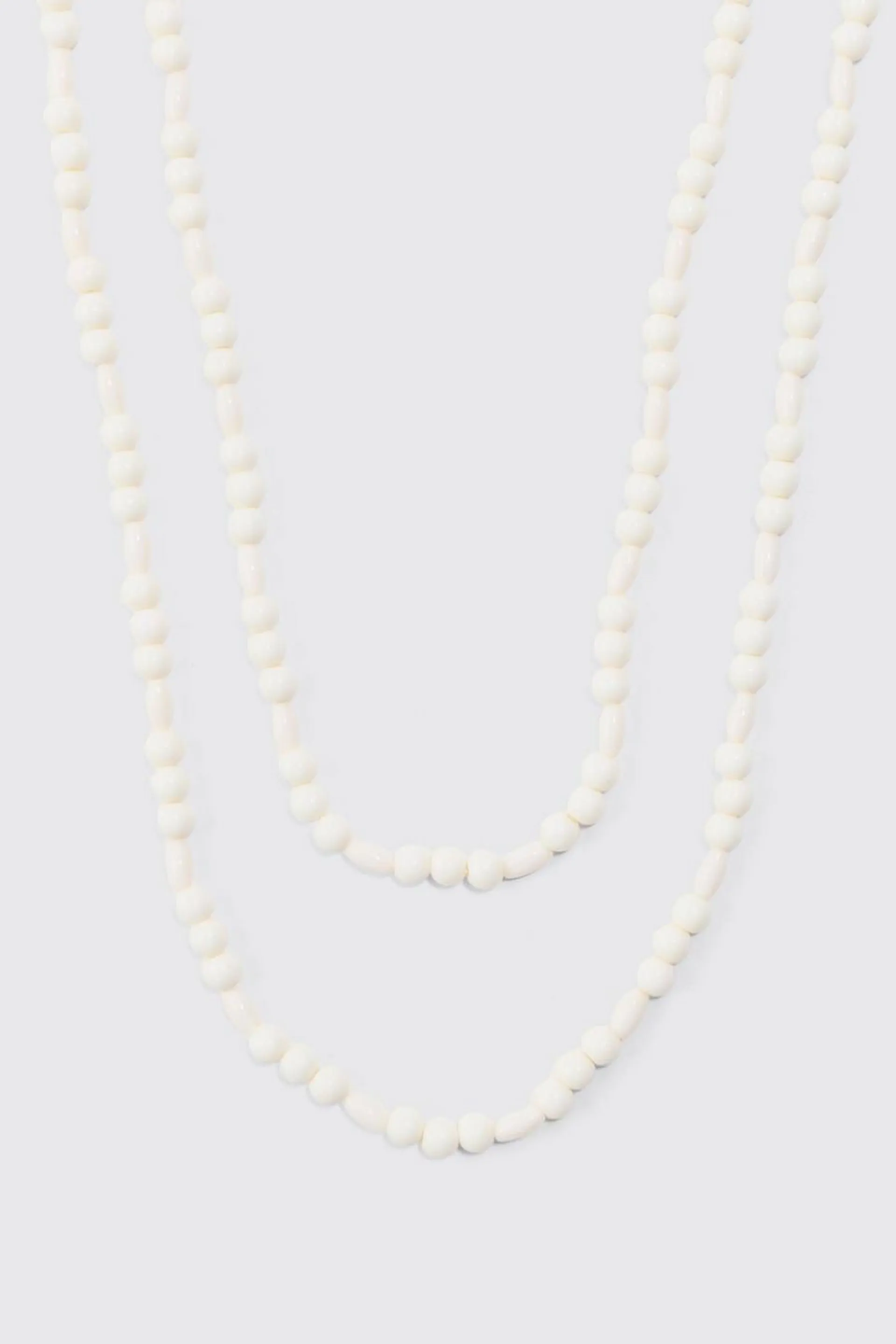Pearl Multi Layer Chain Necklace In White