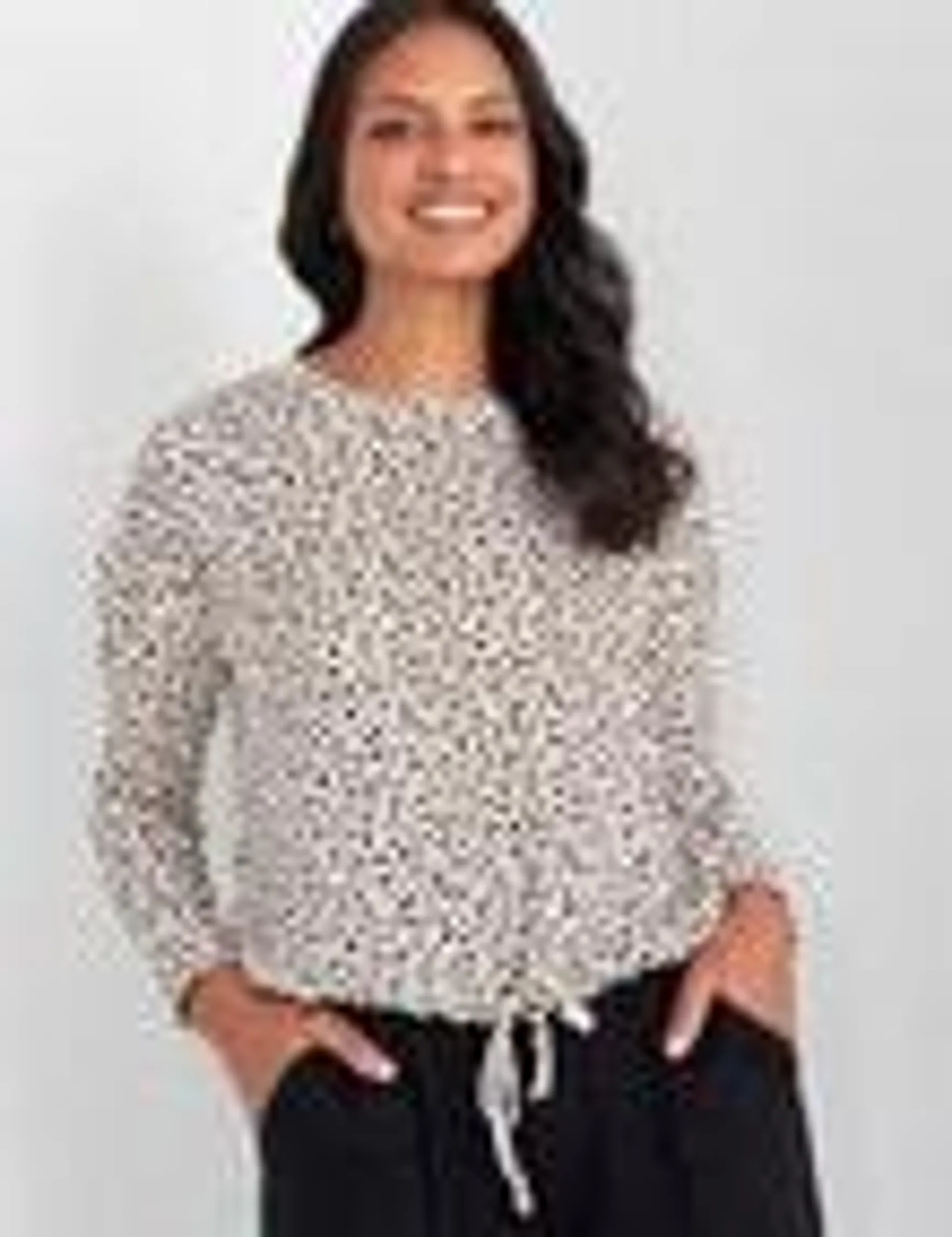 Zest Supersoft Draw Hem Top, Animal Ivory