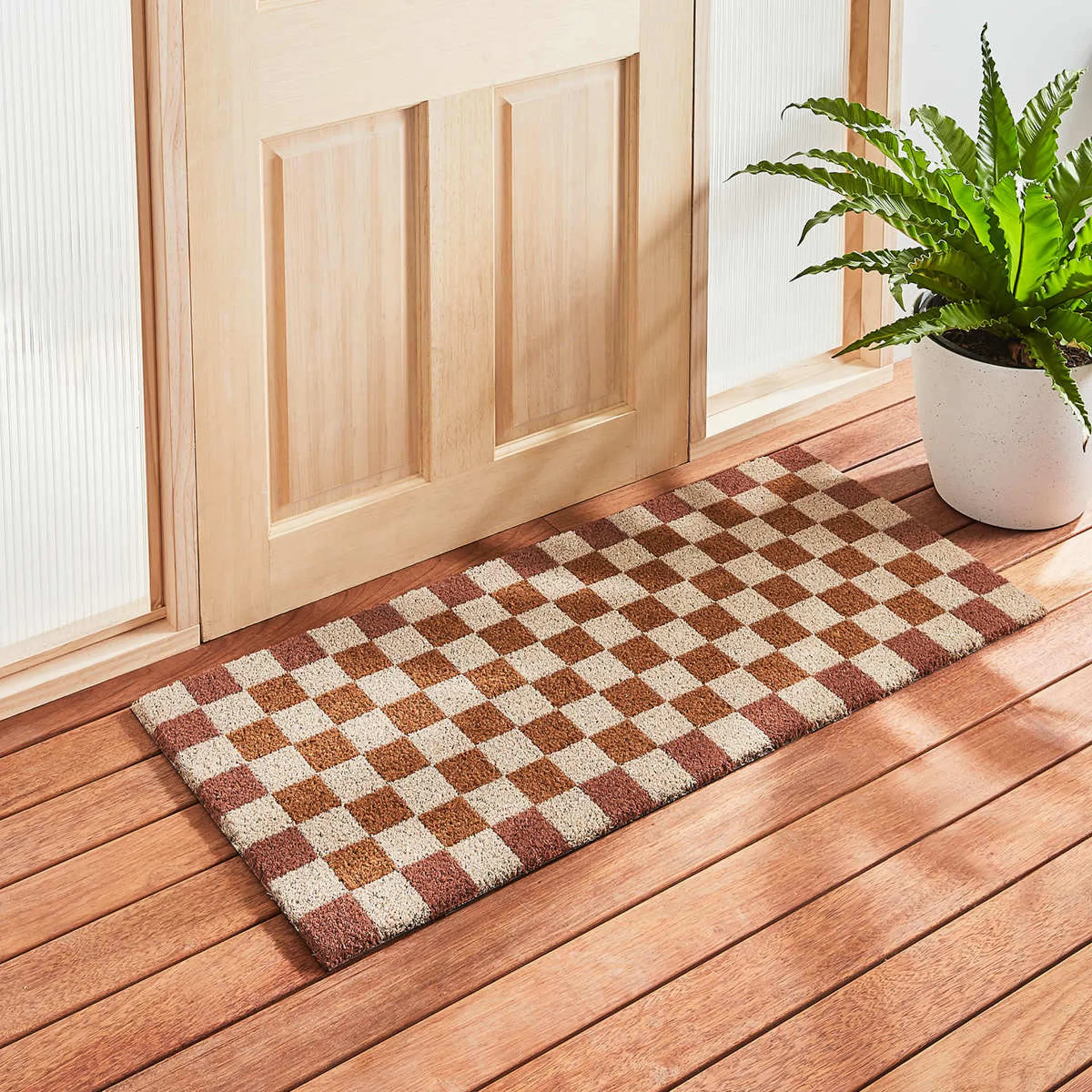 Checkerboard Doormat - Brown
