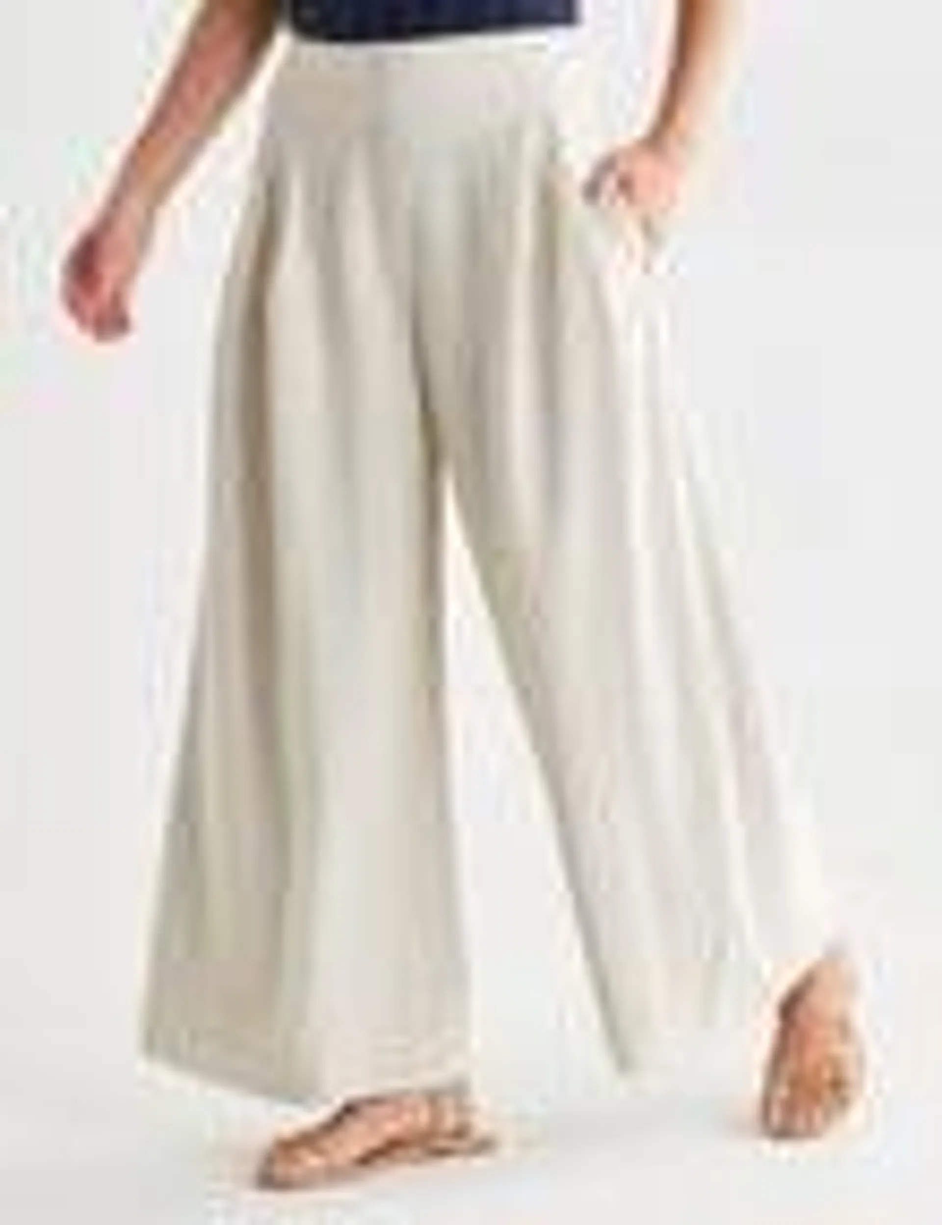 Whistle Basque Waist Wide Leg Crop Pant, Natural