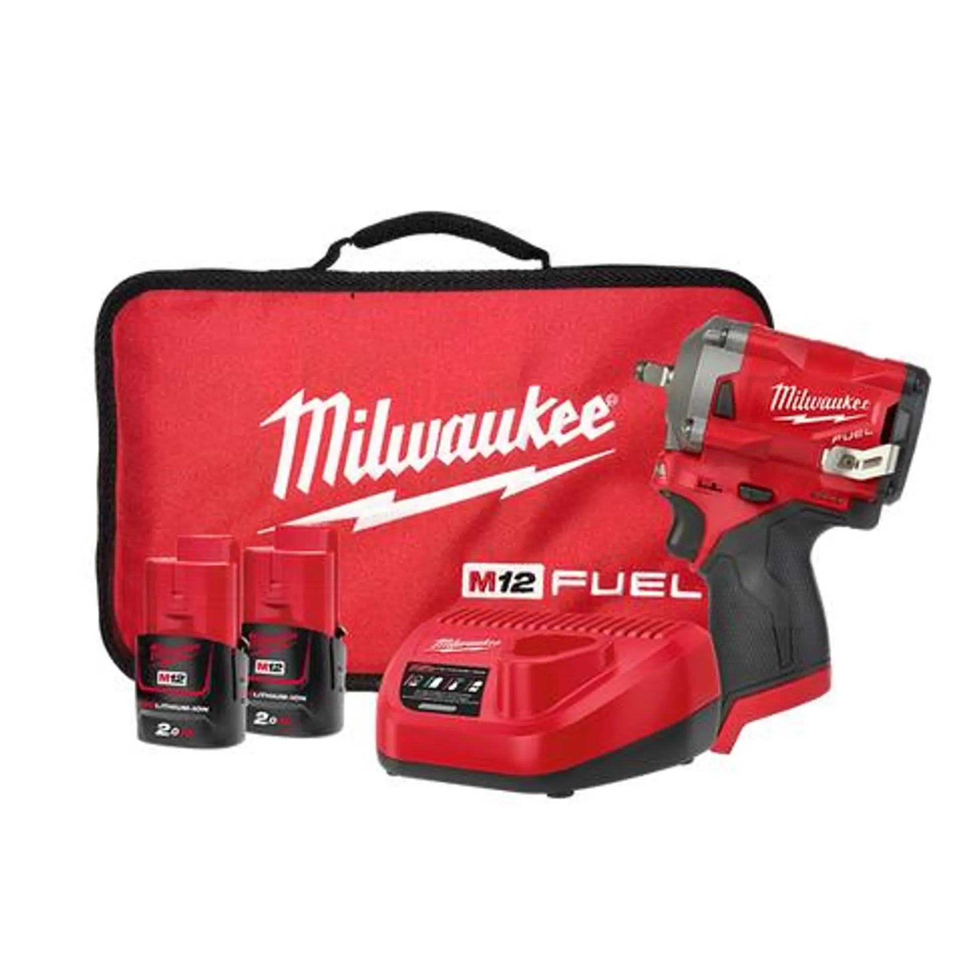 Milwaukee M12 FUEL Cordless Impact Wrench Stubby 3/8in 12v 2Ah
