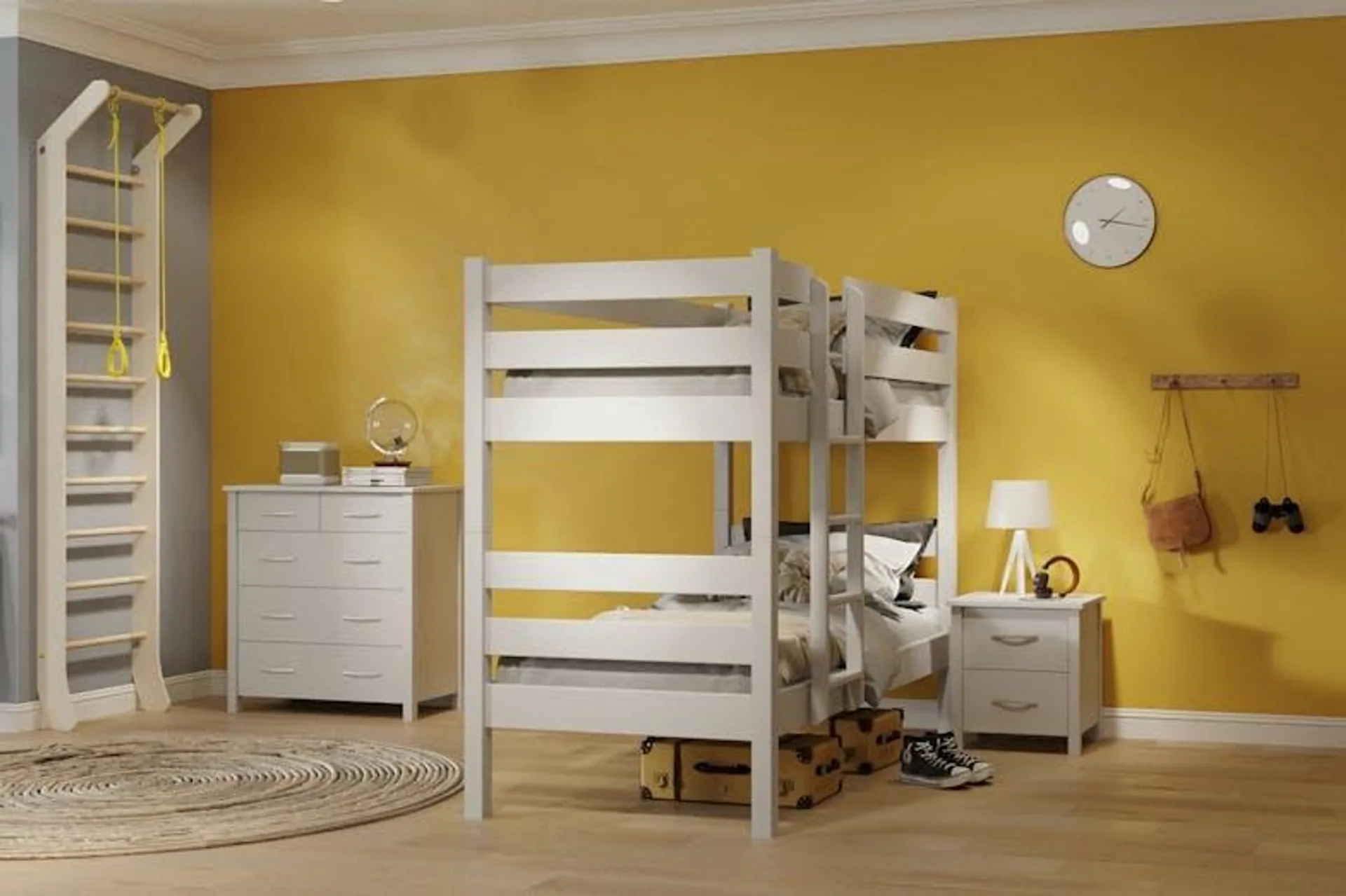 Noah King Single Bunk Bed Frame - White Paint